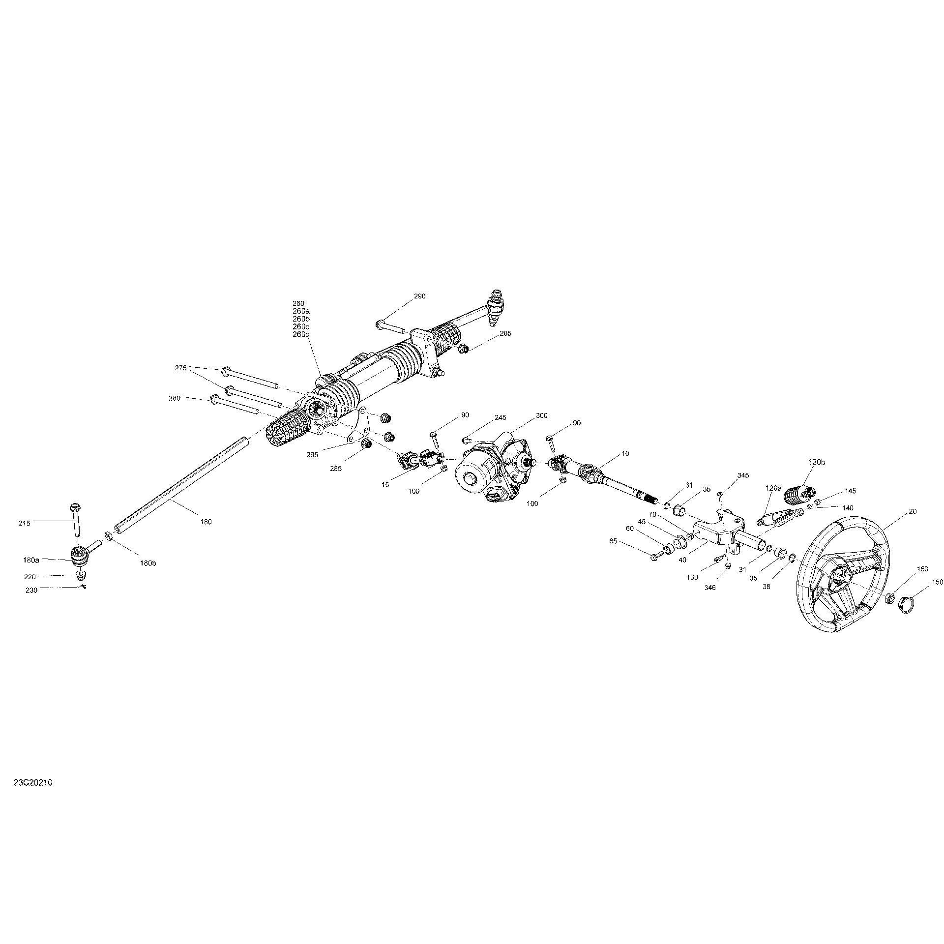 An Image of a Genuine Can-Am Parts Schematic Diagram showing the schematic - STEERING