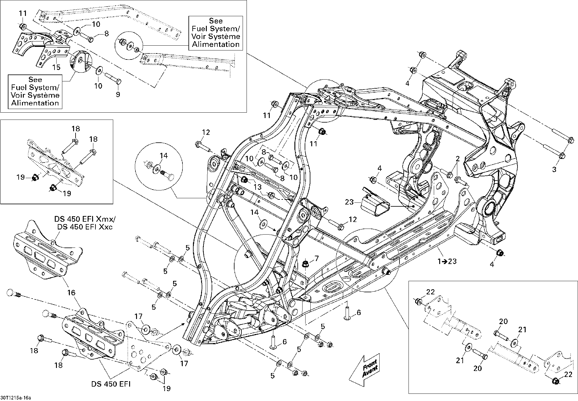 An Image of a Genuine Can-Am Parts Schematic Diagram showing the schematic - FRAME SYSTEM 1