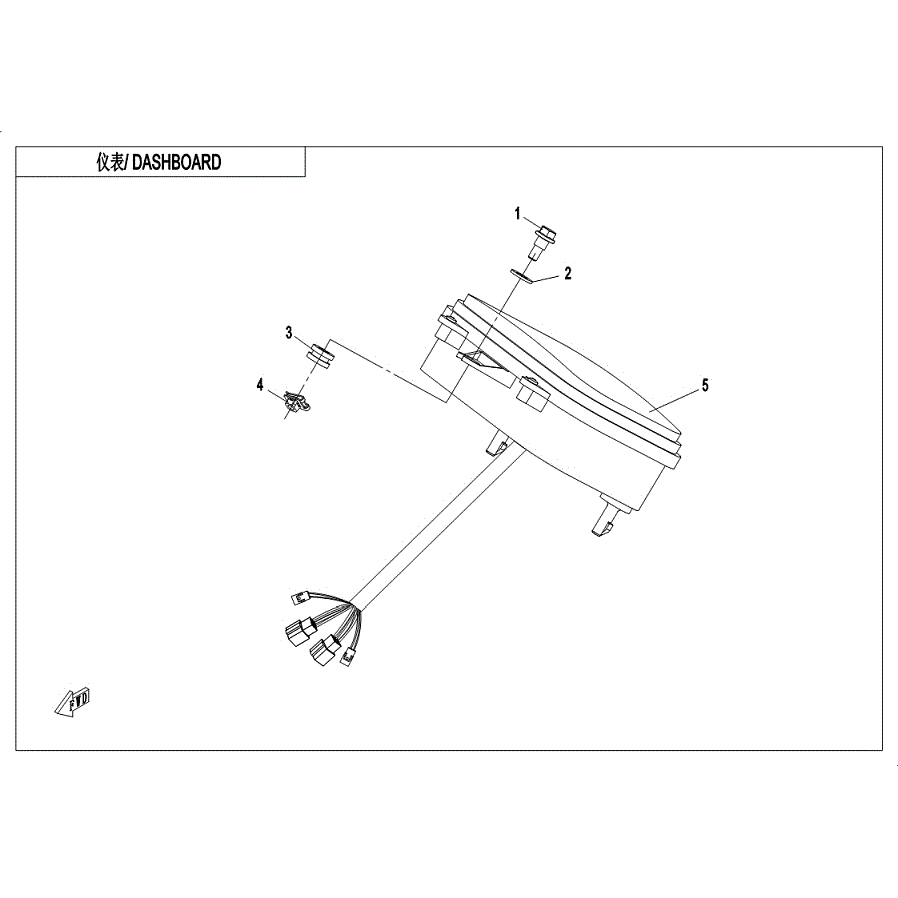 An Image of a Genuine CFMOTO Parts Schematic Diagram showing the schematic - DASHBOARD - 2019 CFMOTO UFORCE 500