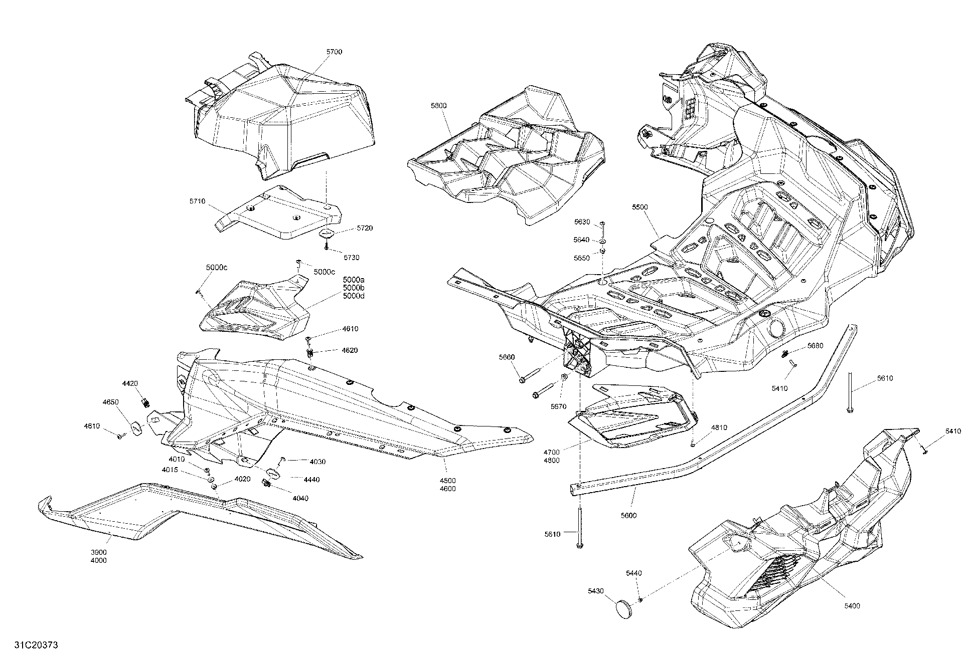An Image of a Genuine Can-Am Parts Schematic Diagram showing the schematic - BODY - REAR SECTION - RED