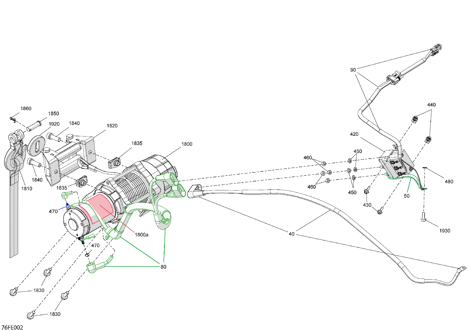 An Image of a Genuine Can-Am Parts Schematic Diagram showing the schematic - ELECTRIC - WINCH
