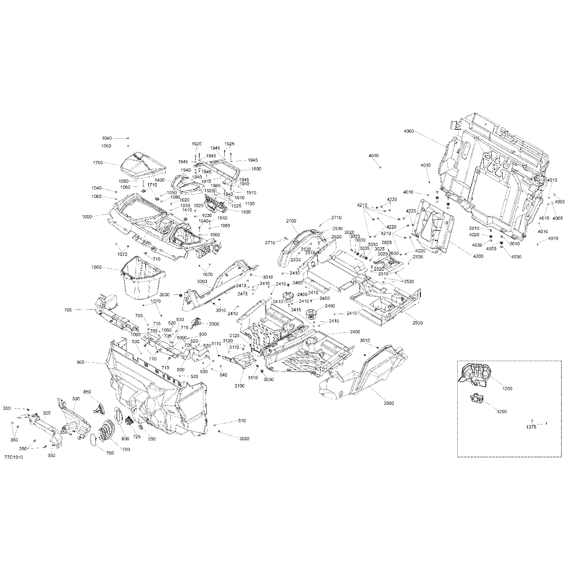An Image of a Genuine Can-Am Parts Schematic Diagram showing the schematic - CAB INTERIOR MAVERICK TRAIL & SPORT - NORTH AMERICA