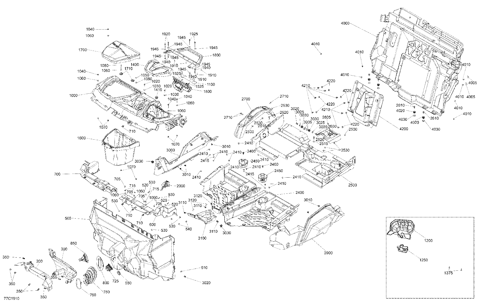 An Image of a Genuine Can-Am Parts Schematic Diagram showing the schematic - CAB INTERIOR MAVERICK TRAIL & SPORT - NORTH AMERICA