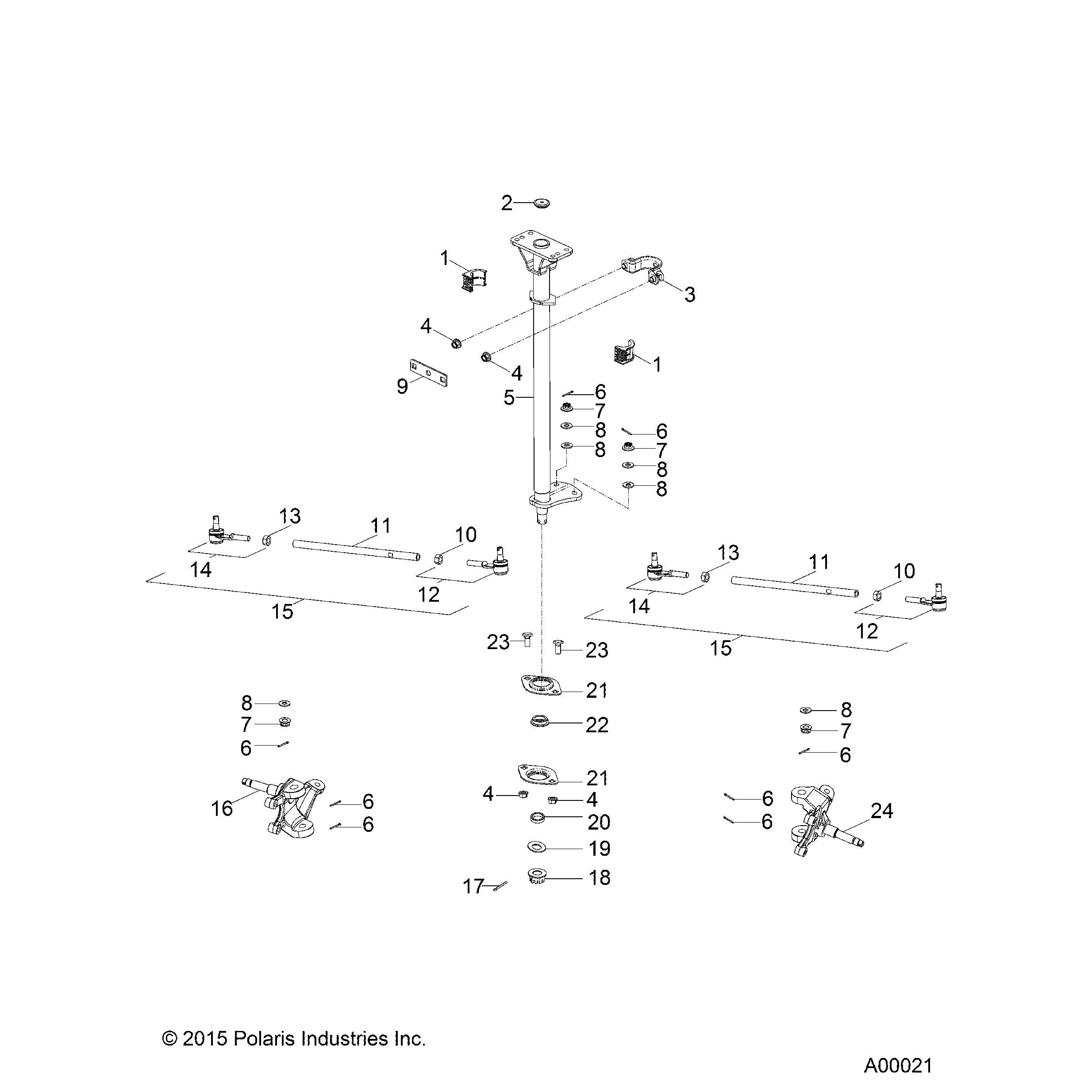 An Image of a Genuine Polaris Parts Schematic Diagram showing the schematic - STEERING: STEERING POST and TIE RODS - 2020 POLARIS PHOENIX 200