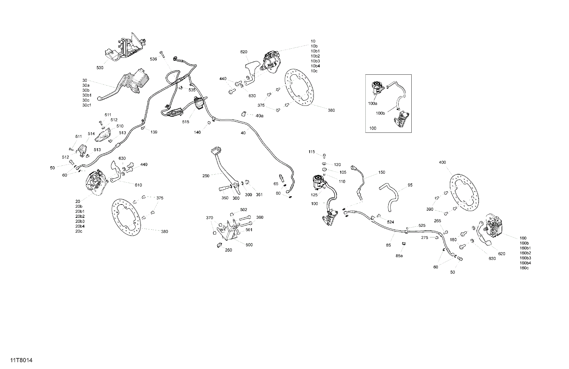 An Image of a Genuine Can-Am Parts Schematic Diagram showing the schematic - MECHANIC - BRAKE SYSTEM