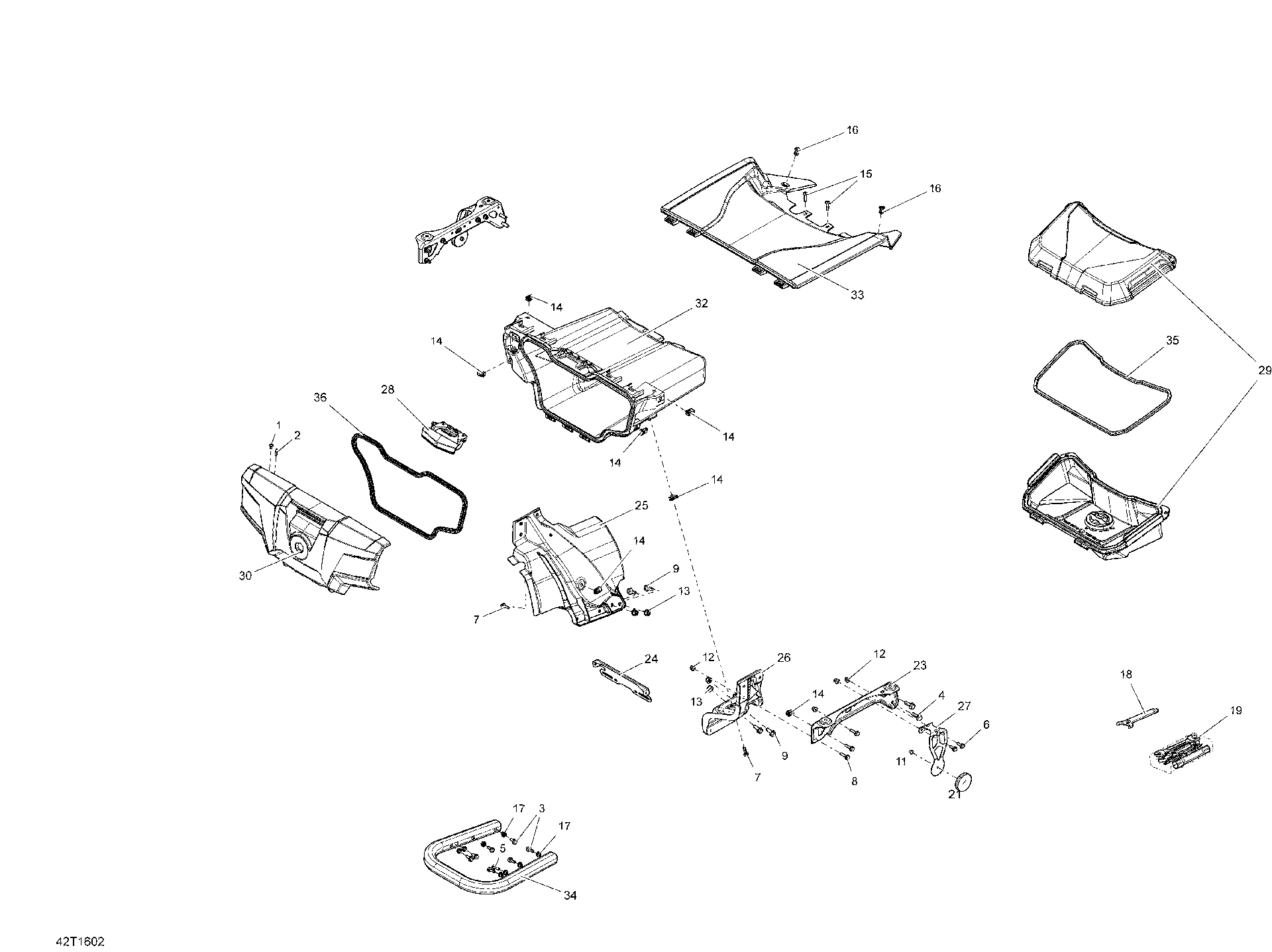 An Image of a Genuine Can-Am Parts Schematic Diagram showing the schematic - REAR CARGO BOX - ALL MODELS