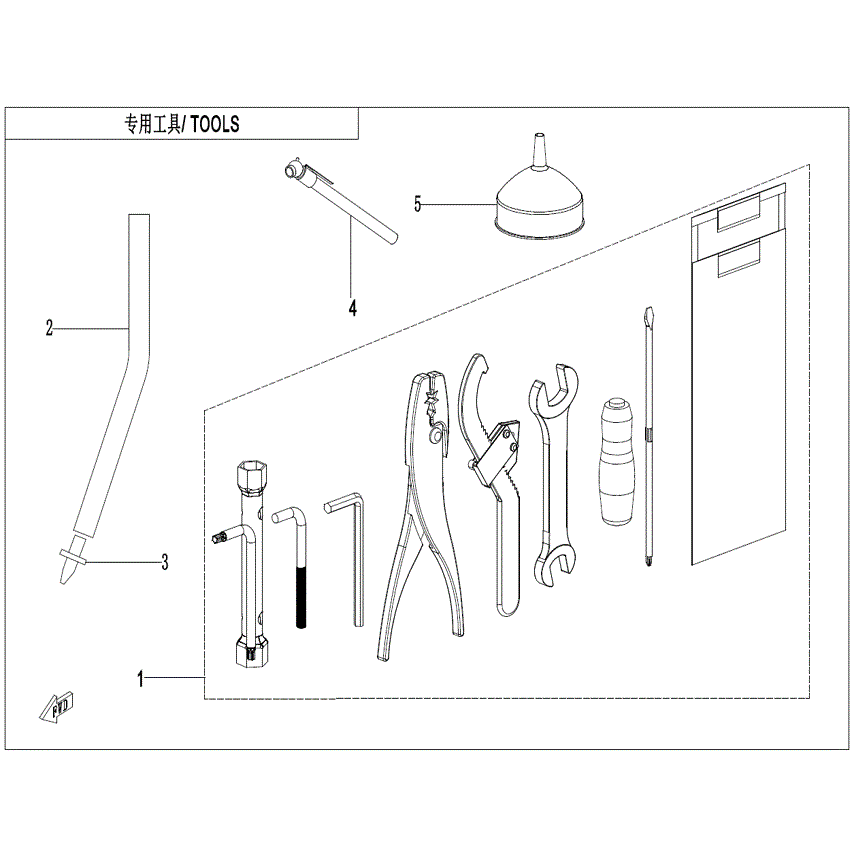 An Image of a Genuine CFMOTO Parts Schematic Diagram showing the schematic - TOOLS - 2023 CFMOTO ZFORCE 800 Trail