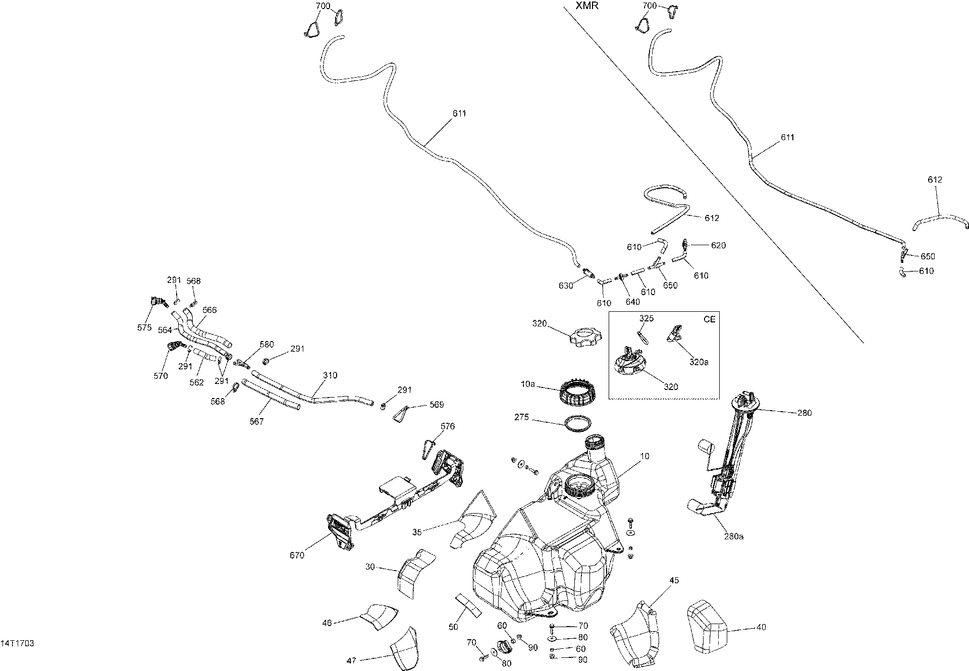 An Image of a Genuine Can-Am Parts Schematic Diagram showing the schematic - FUEL SYSTEM - ALL MODELS