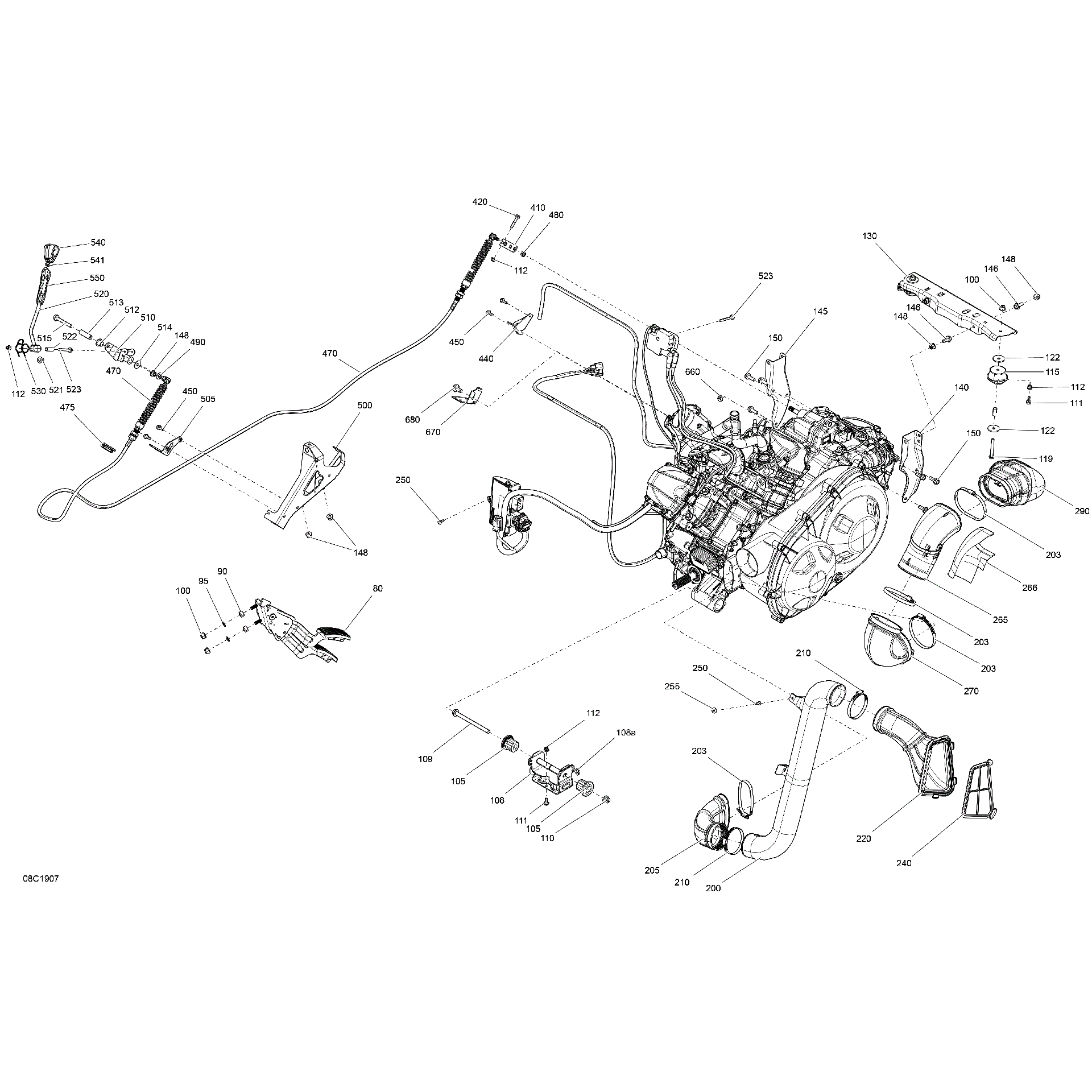 An Image of a Genuine Can-Am Parts Schematic Diagram showing the schematic - ENGINE