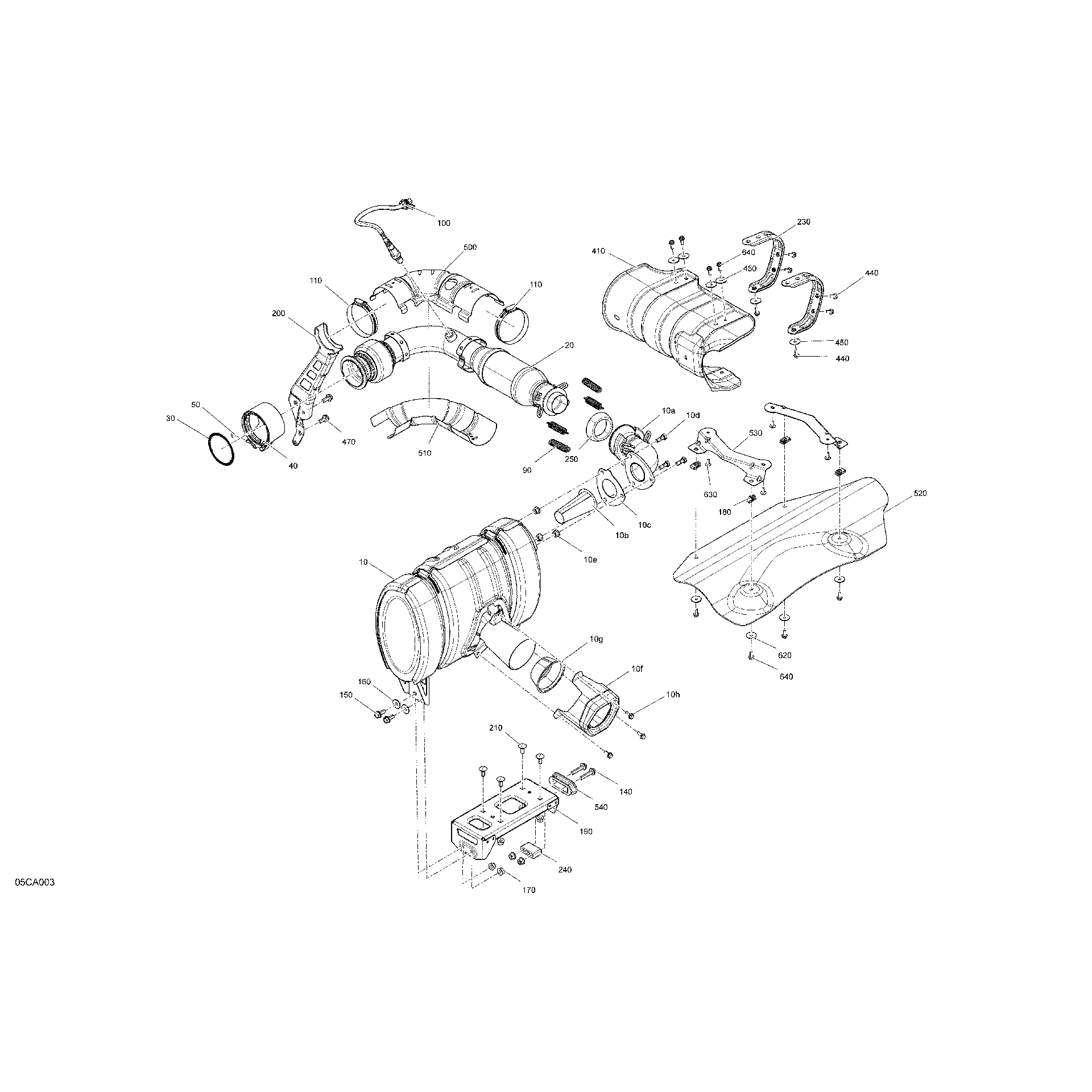 An Image of a Genuine Can-Am Parts Schematic Diagram showing the schematic - ENGINE - EXHAUST