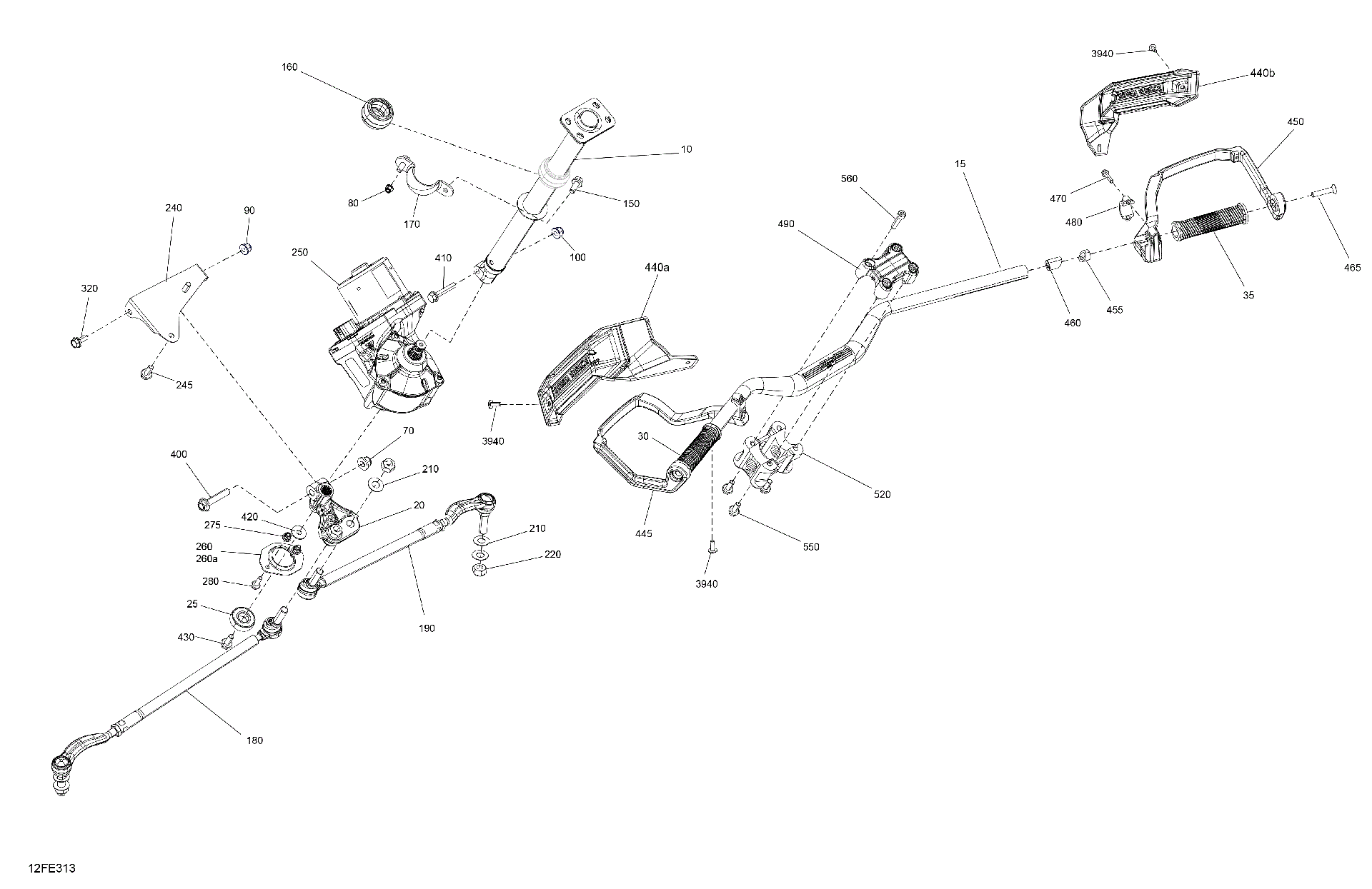 An Image of a Genuine Can-Am Parts Schematic Diagram showing the schematic - MECHANIC - STEERING