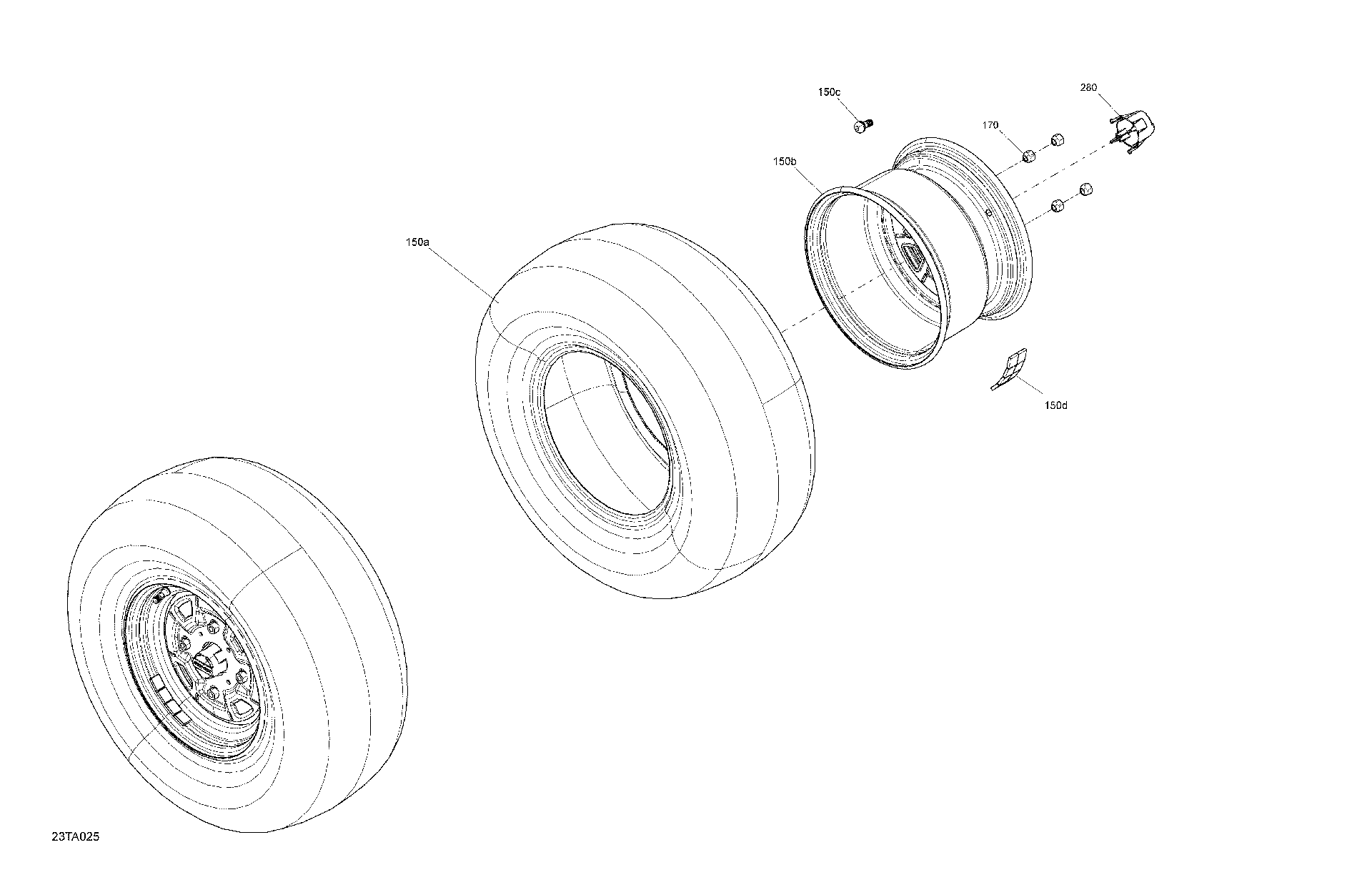 An Image of a Genuine Can-Am Parts Schematic Diagram showing the schematic - DRIVE - REAR WHEELS - STD