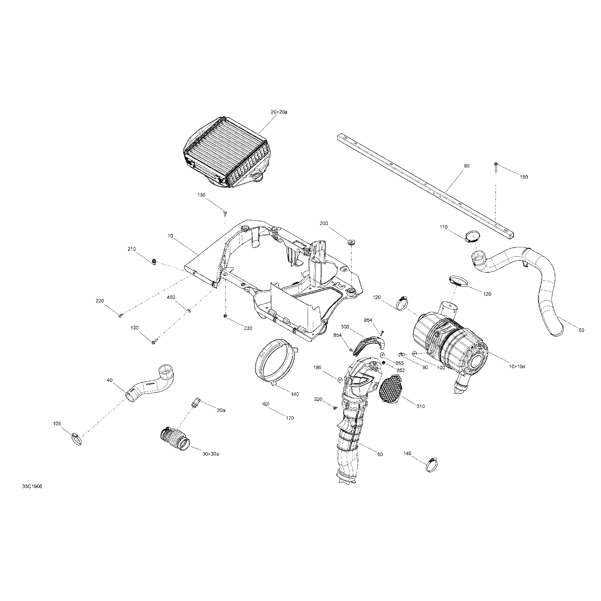 An Image of a Genuine Can-Am Parts Schematic Diagram showing the schematic - AIR INTAKE - TURBO - X MR