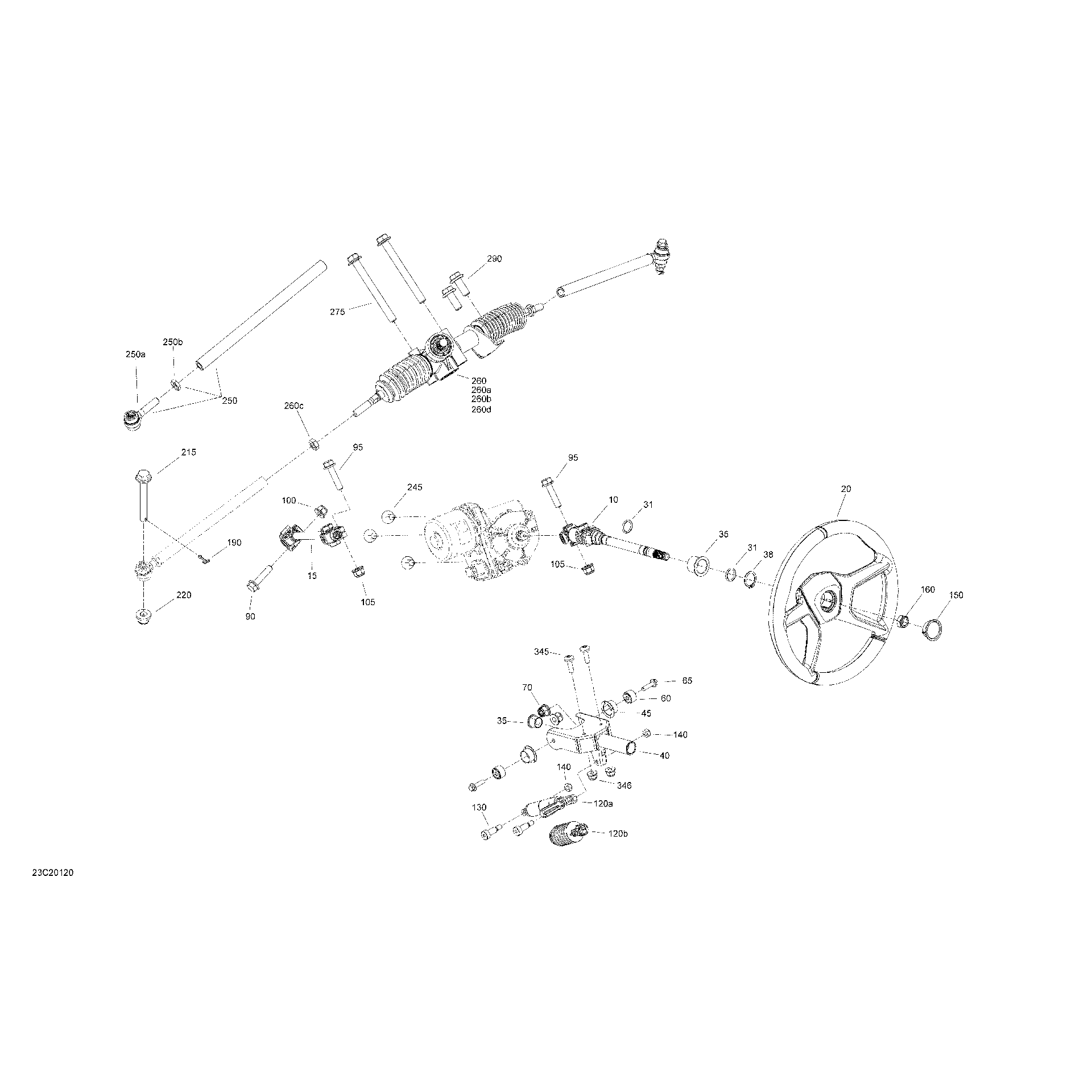 An Image of a Genuine Can-Am Parts Schematic Diagram showing the schematic - STEERING