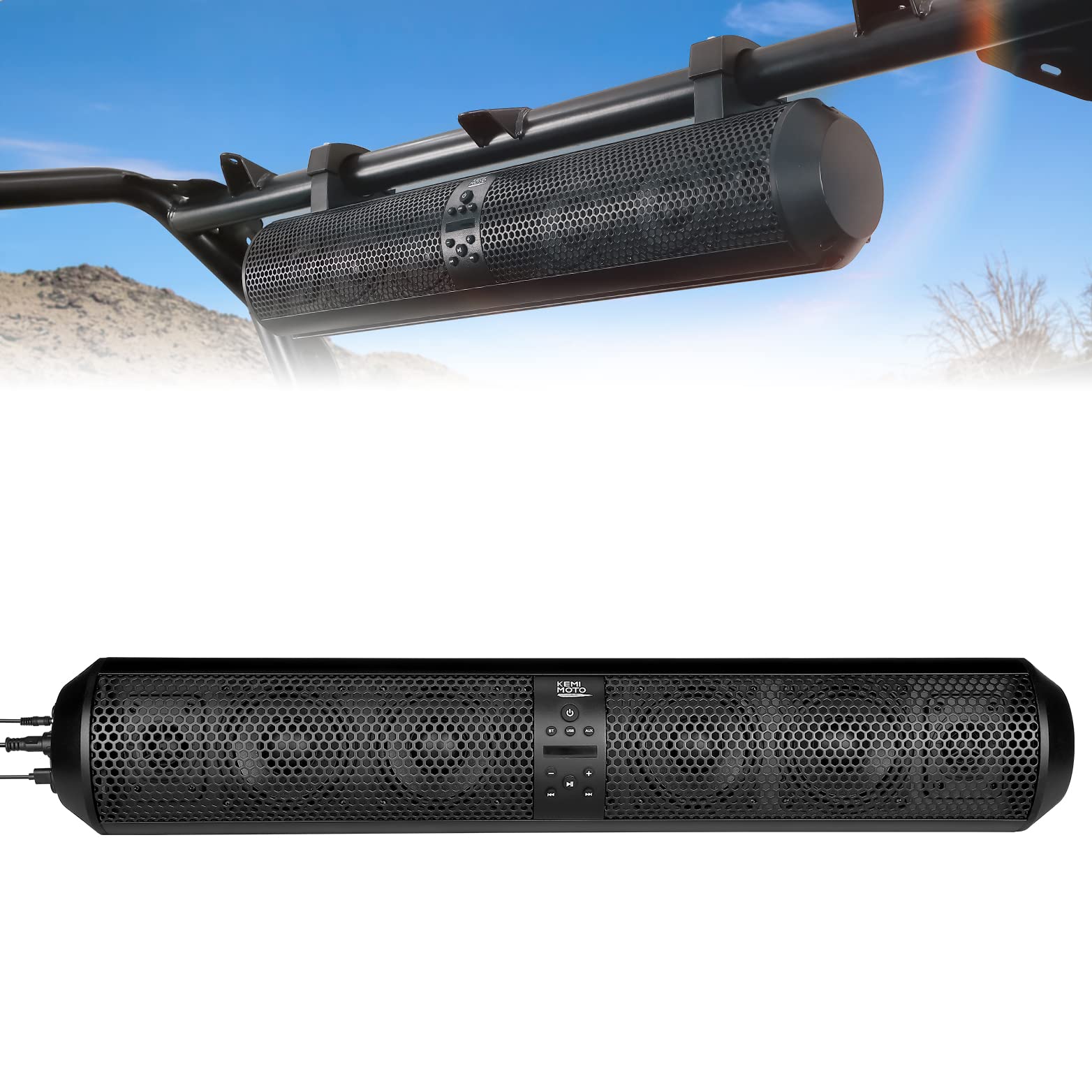 6 Speaker UTV Bluetooth Sound Bar for 1.56"-2.25" Roll Bar by Kemimoto B0117-00601BK Sound Bar Speaker B0117-00601BK Kemimoto