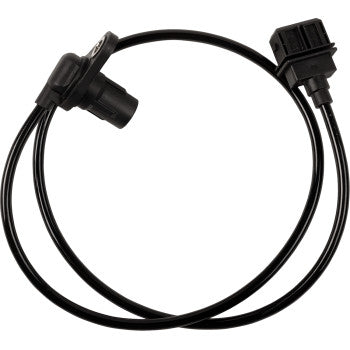 The CF Moto Z Force, U Force, and C Force Speed Sensor by Quad Logic is a black automotive sensor featuring a connector and mounting piece joined by a looped cable for easy installation, shown on a white background.