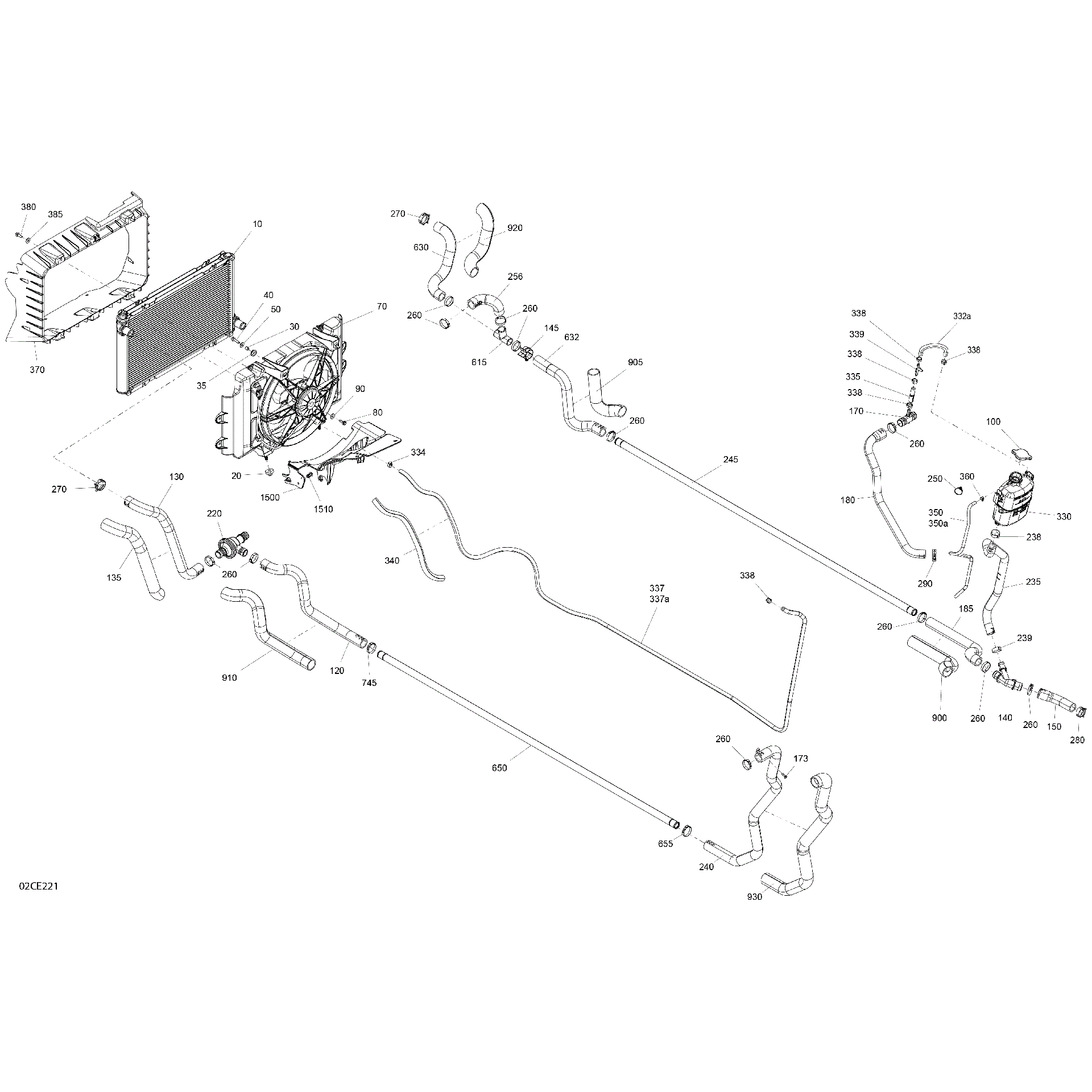 An Image of a Genuine Can-Am Parts Schematic Diagram showing the schematic - ENGINE - COOLING