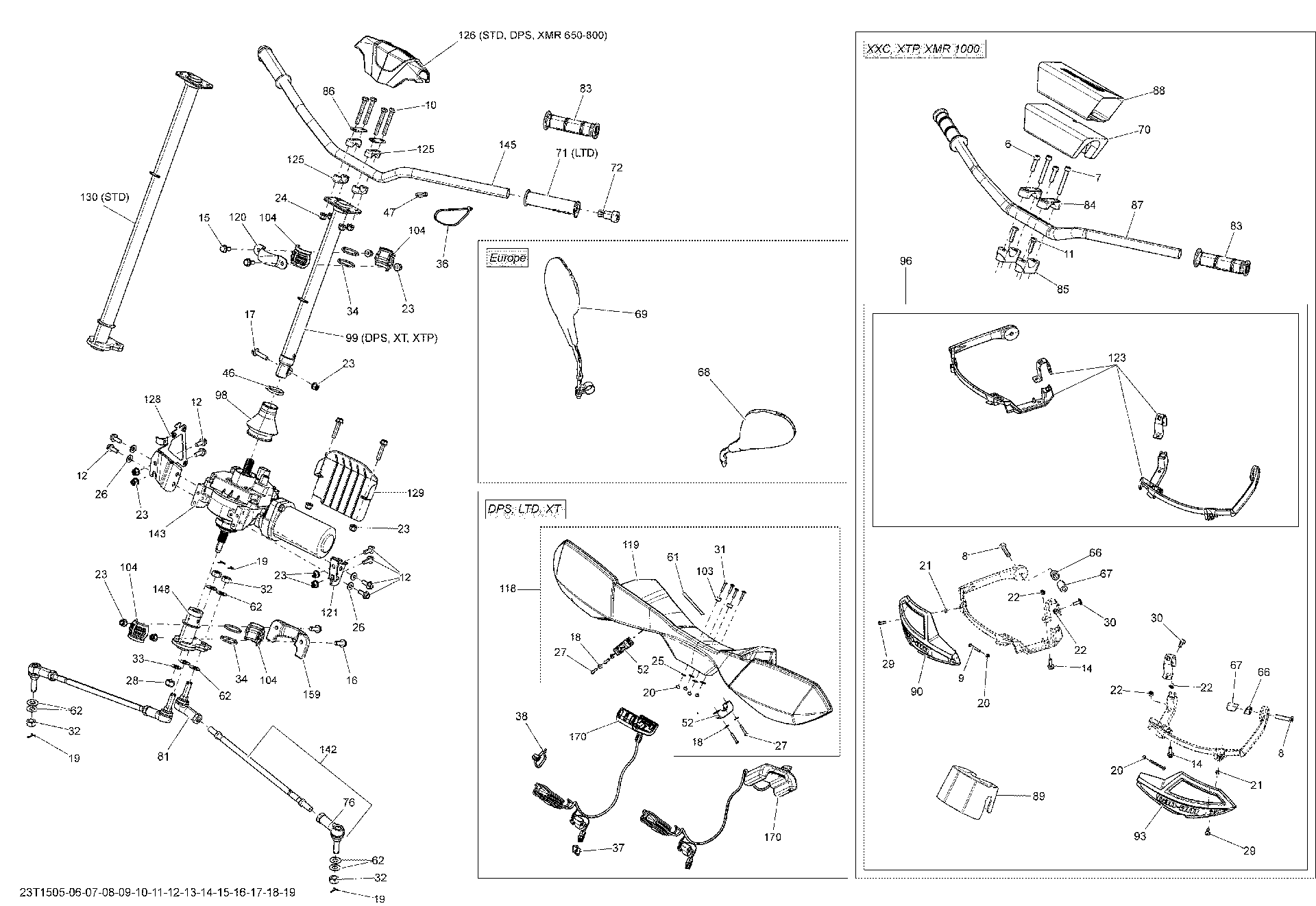 An Image of a Genuine Can-Am Parts Schematic Diagram showing the schematic - STEERING _23T1511