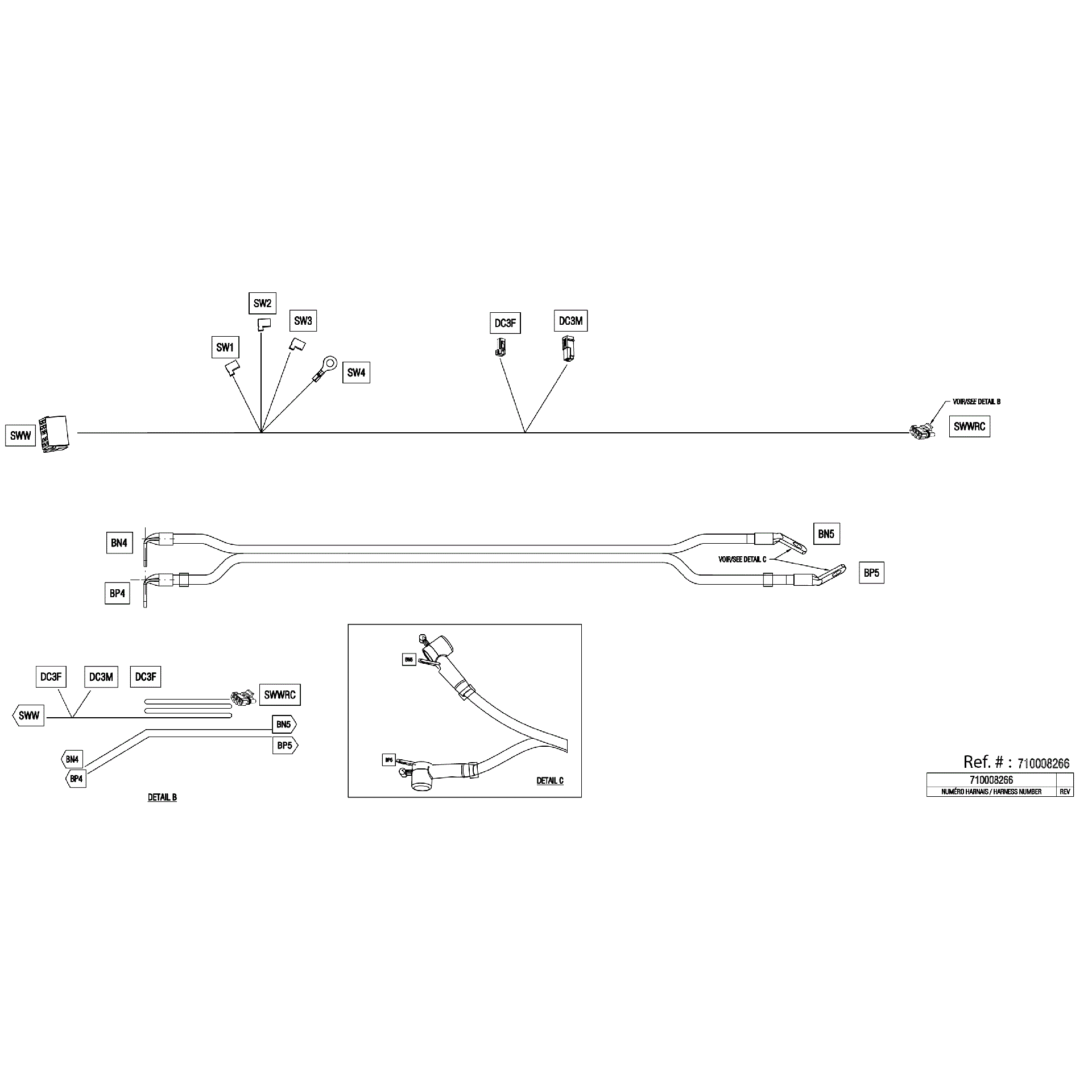 An Image of a Genuine Can-Am Parts Schematic Diagram showing the schematic - ELECTRIC - WINCH WIRING HARNESS - 710008266