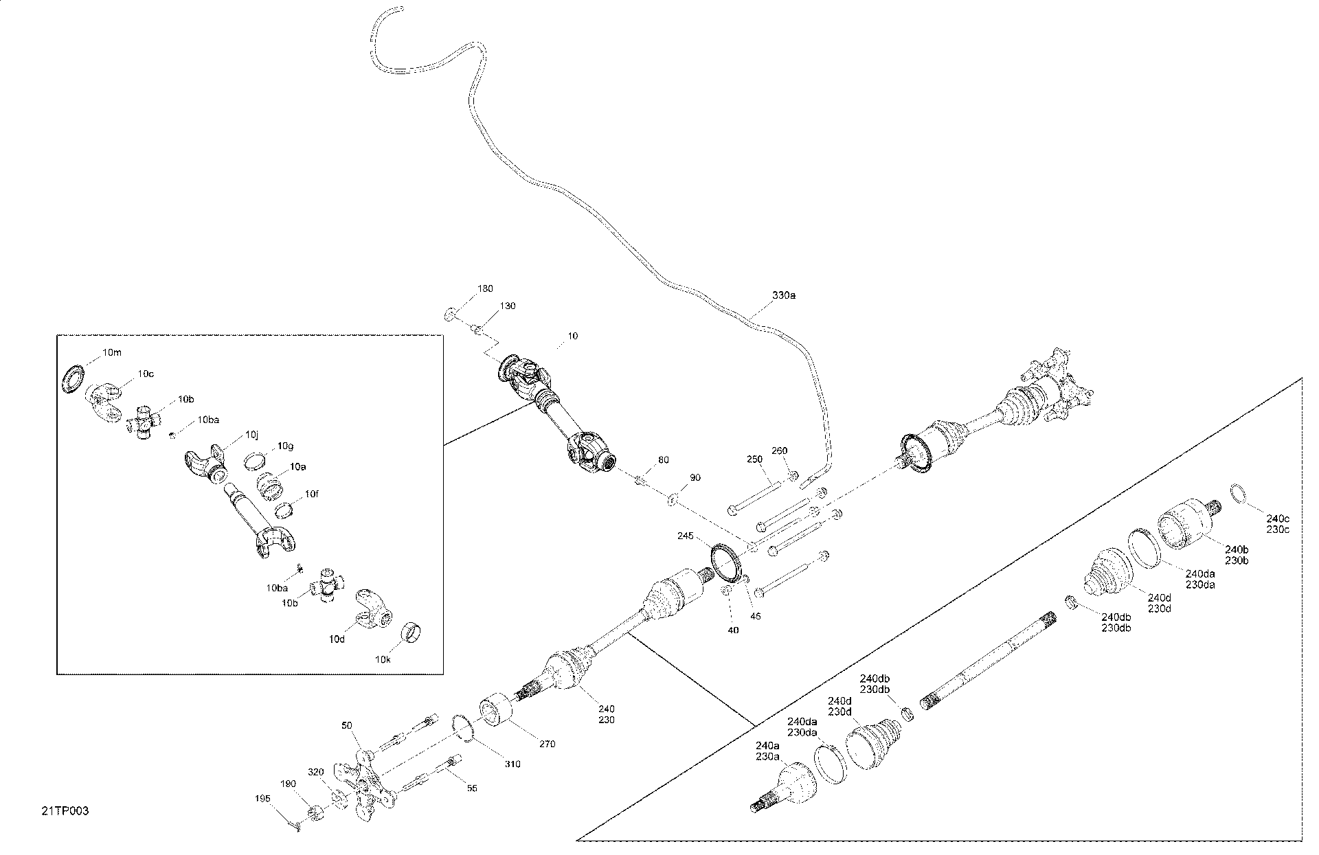 An Image of a Genuine Can-Am Parts Schematic Diagram showing the schematic - DRIVE - REAR - COMMON PARTS - NO MAX