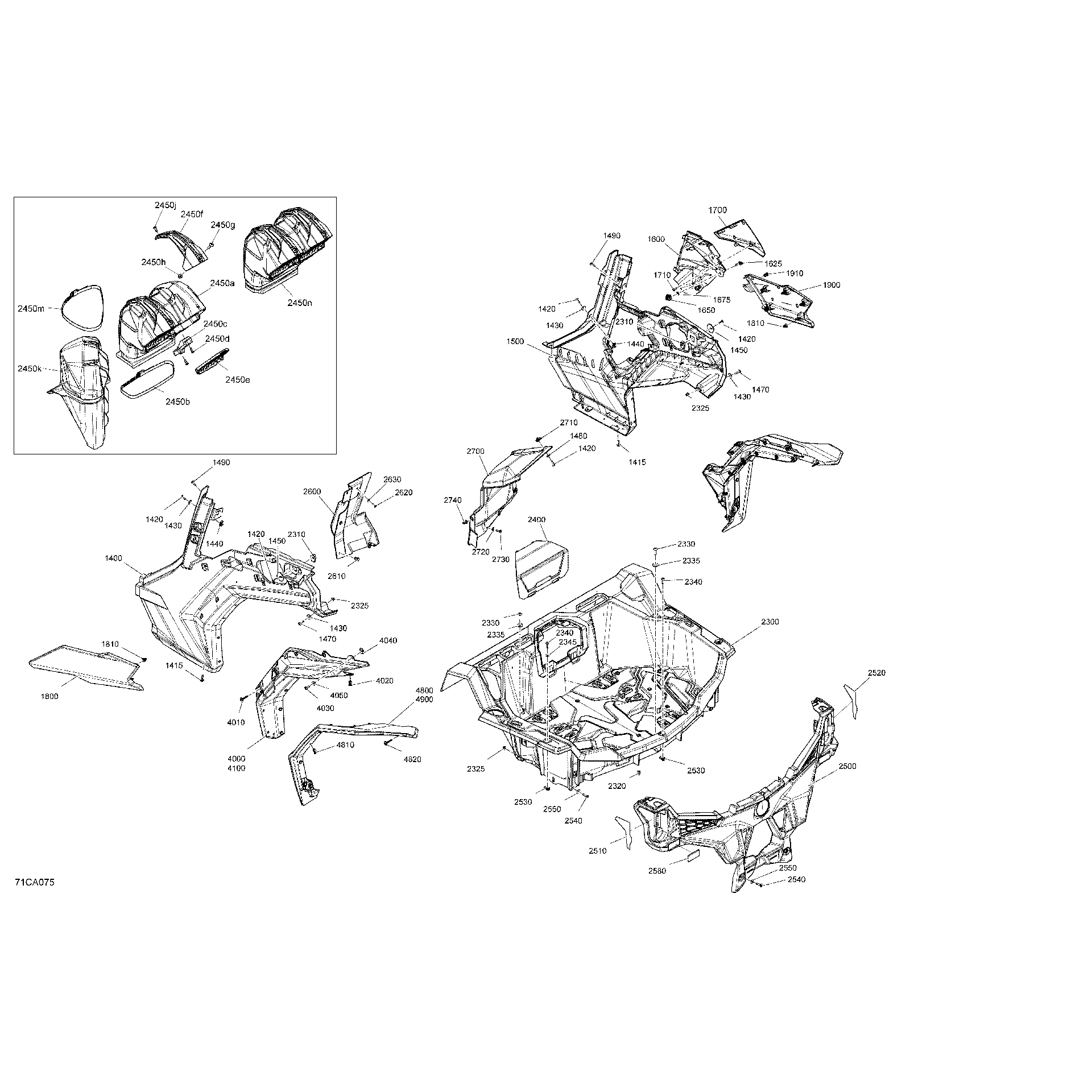 An Image of a Genuine Can-Am Parts Schematic Diagram showing the schematic - BODY - REAR SECTION