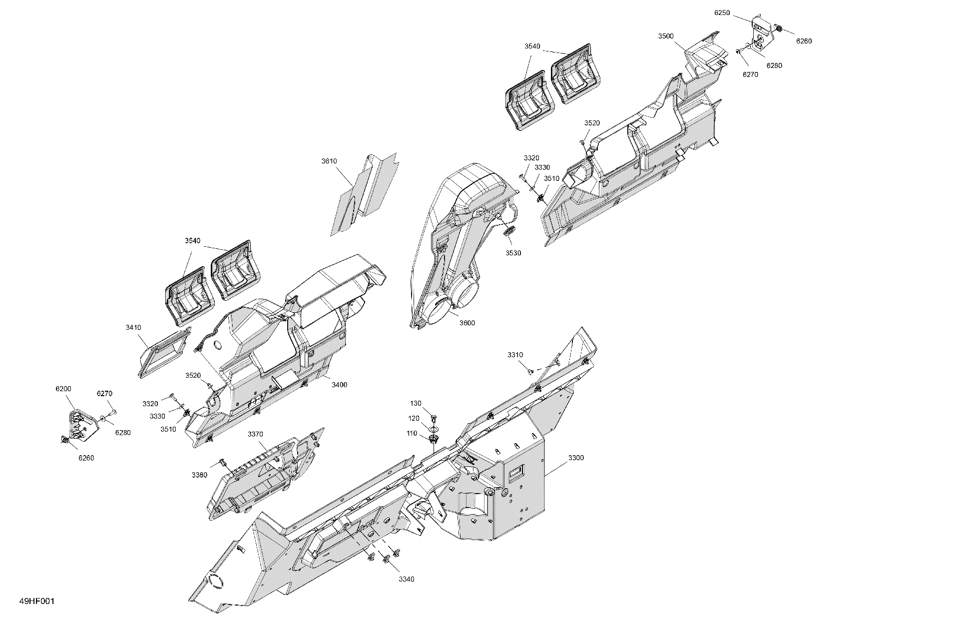 An Image of a Genuine Can-Am Parts Schematic Diagram showing the schematic - CAB INTERIOR - BACK WALL