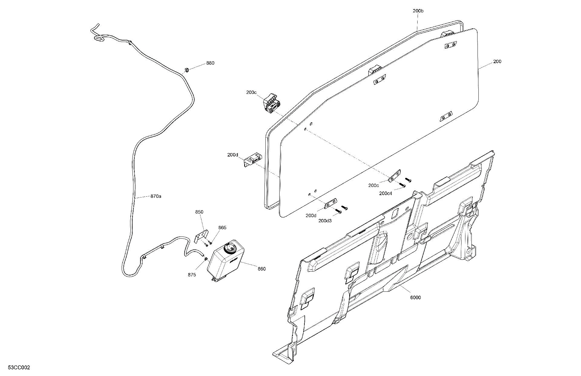 An Image of a Genuine Can-Am Parts Schematic Diagram showing the schematic - ENCLOSURE CAB - BACK WALL