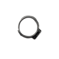 The Clamp F14.5A by CFMOTO is a circular metal hose clamp with a side tab, designed for secure fastening in ATV off-road parts, shown isolated on a white background.