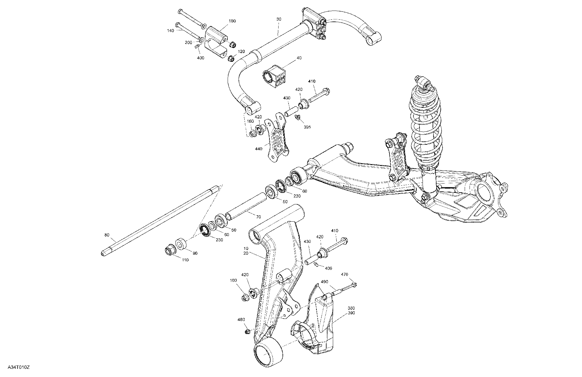 An Image of a Genuine Can-Am Parts Schematic Diagram showing the schematic - SUSPENSION - REAR