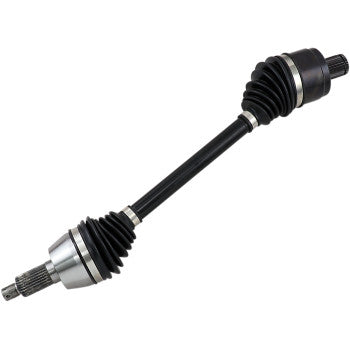 The Polaris Axle Kit Complete Super Duty Rear Left & Right by Epi features a black and silver steel drive shaft with rubber boots, designed for durable torque transmission in vehicles—an ideal OEM replacement component.