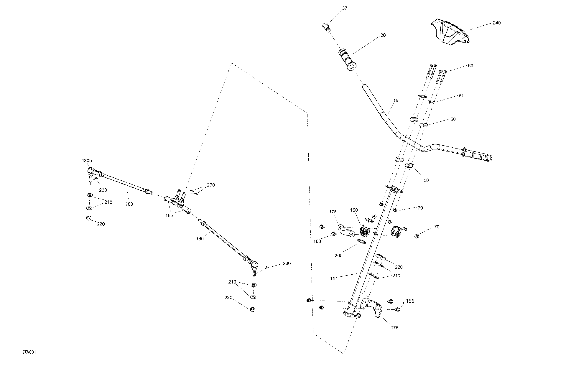 An Image of a Genuine Can-Am Parts Schematic Diagram showing the schematic - MECHANIC - STEERING