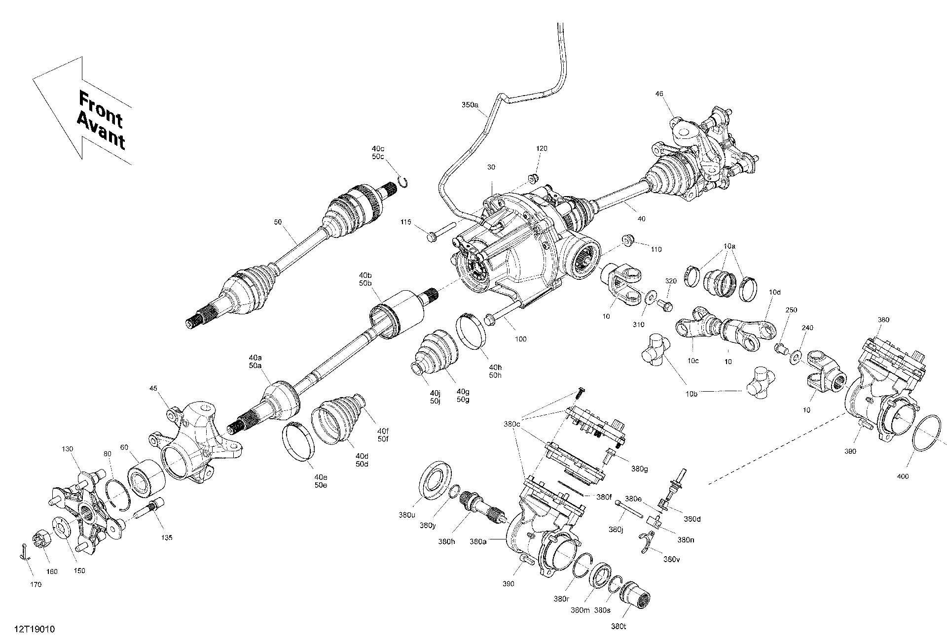 An Image of a Genuine Can-Am Parts Schematic Diagram showing the schematic - FRONT DRIVE