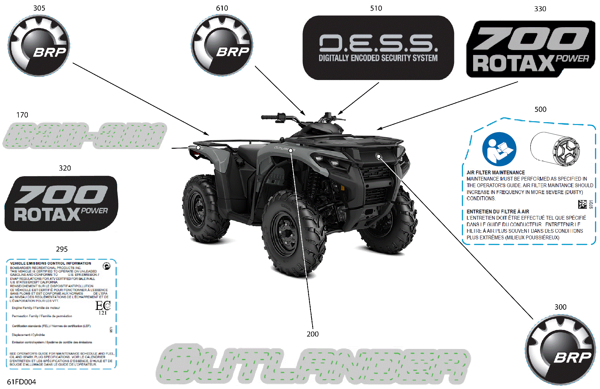 An Image of a Genuine Can-Am Parts Schematic Diagram showing the schematic - BODY - FEATURE DECALS