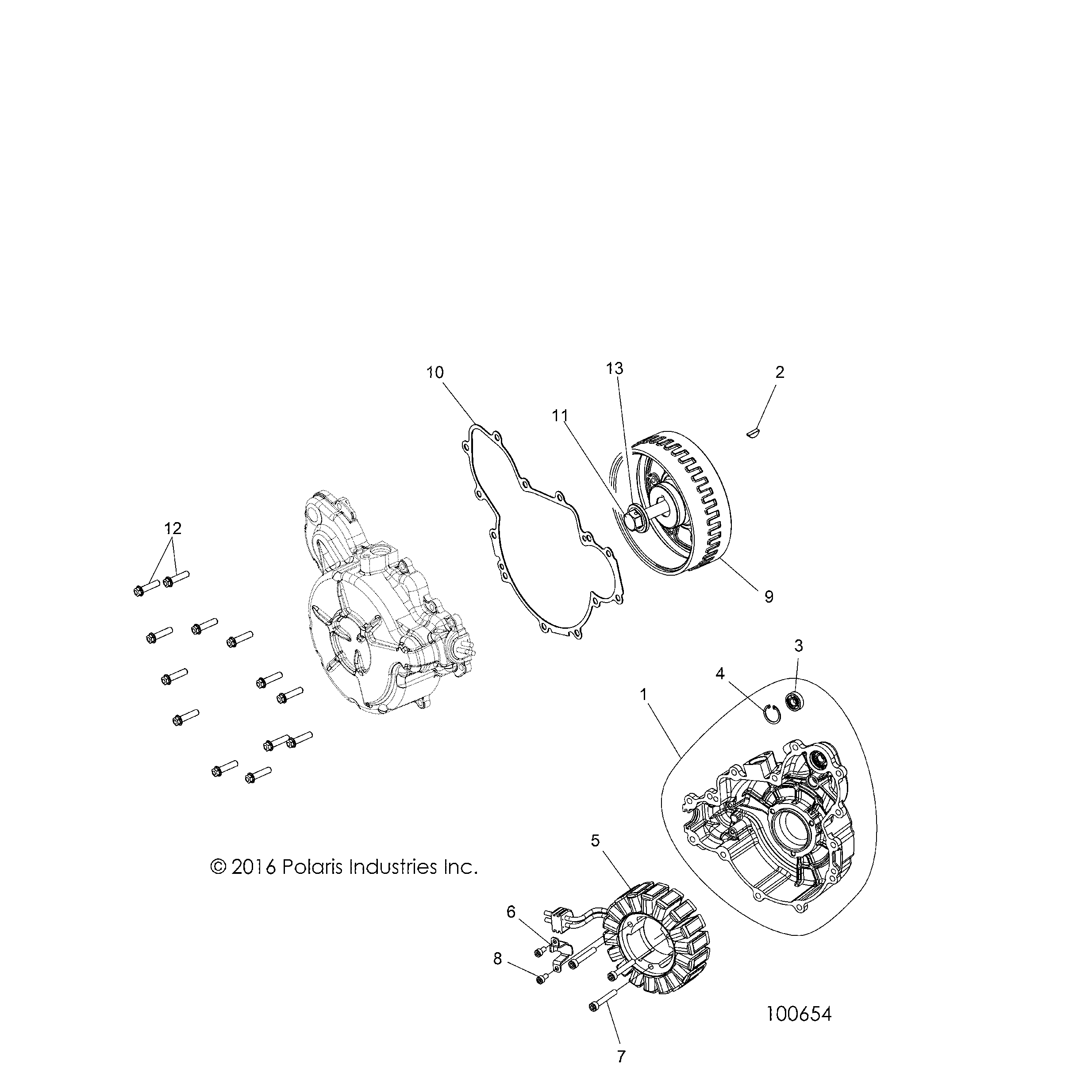 An Image of a Genuine Polaris Parts Schematic Diagram showing the schematic - ENGINE: STATOR and COVER - 2019 POLARIS ACE 900 EPS XC