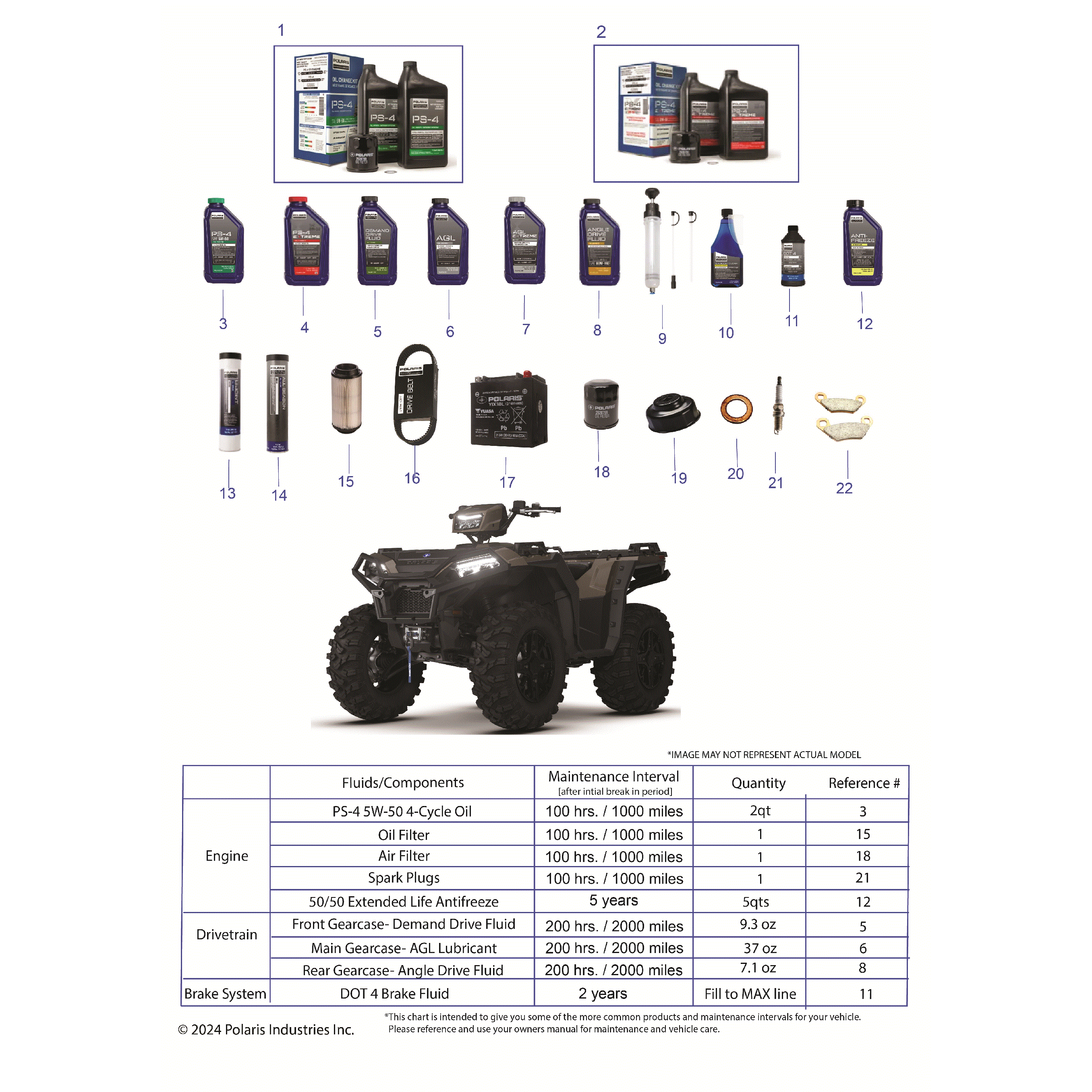 An Image of a Genuine Polaris Parts Schematic Diagram showing the schematic - *SERVICE AND MAINTENANCE - 2026 POLARIS SPORTSMAN TOURING 850 48"