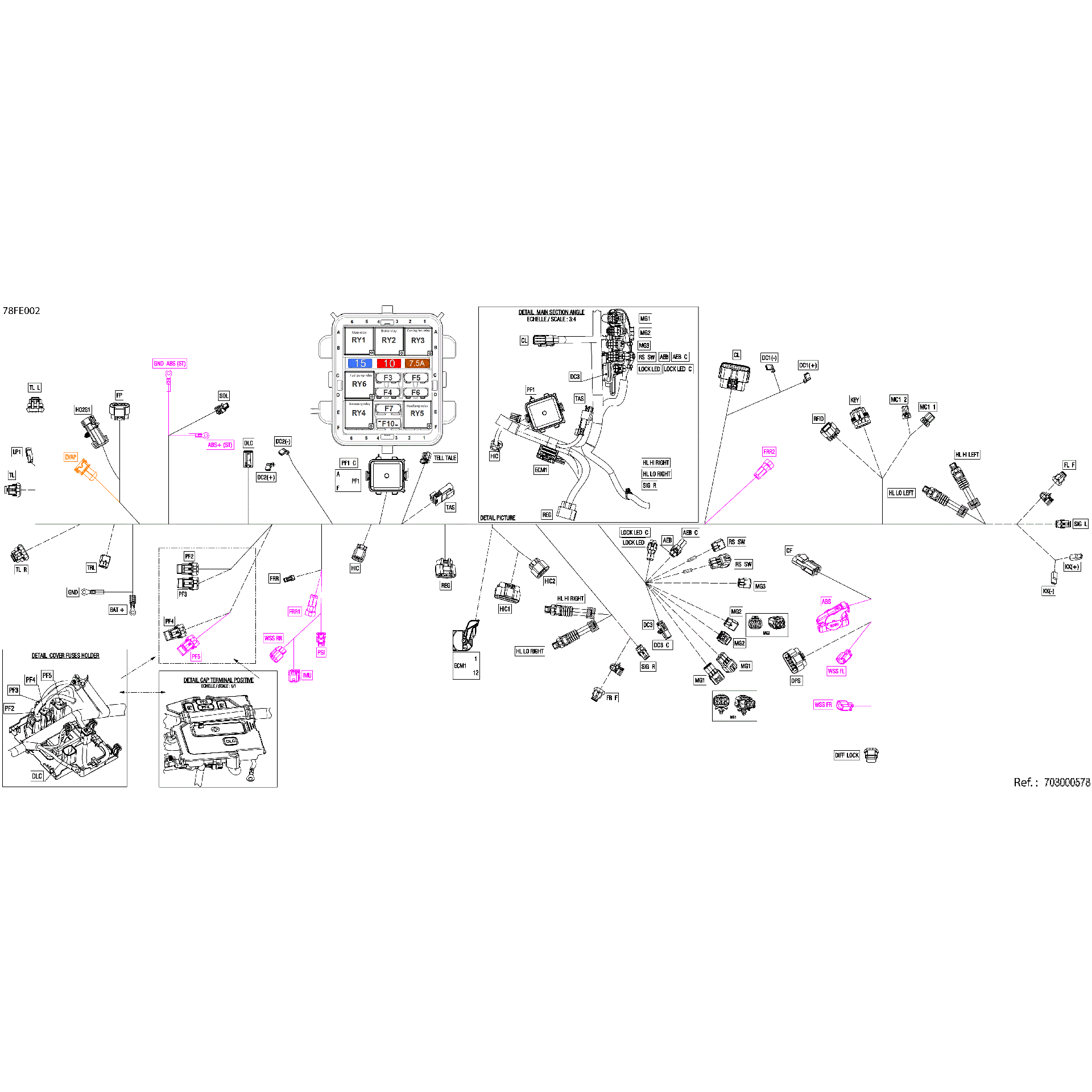 An Image of a Genuine Can-Am Parts Schematic Diagram showing the schematic - ELECTRIC - MAIN HARNESS - 710010291