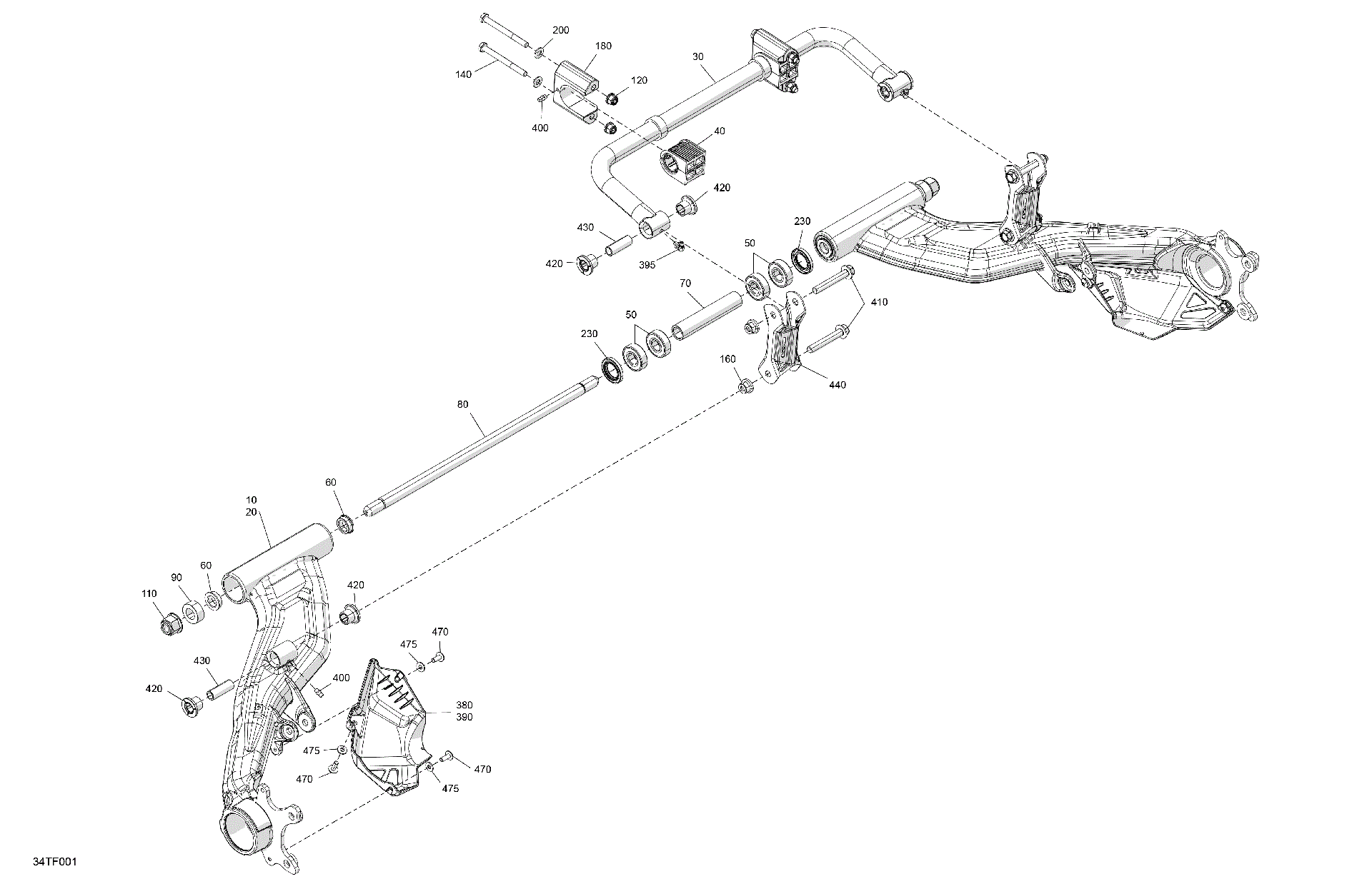 An Image of a Genuine Can-Am Parts Schematic Diagram showing the schematic - SUSPENSION - REAR COMPONENTS