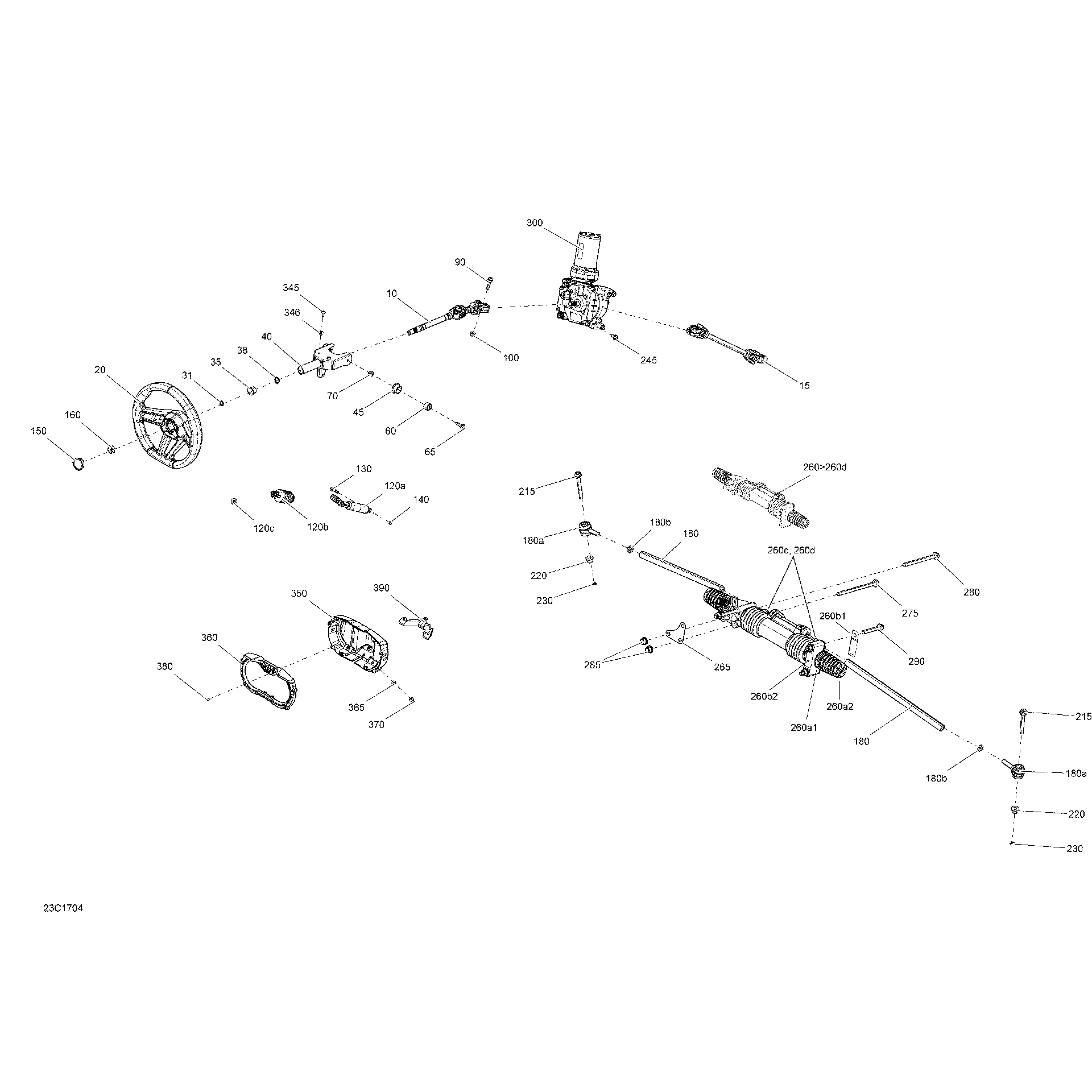 An Image of a Genuine Can-Am Parts Schematic Diagram showing the schematic - STEERING