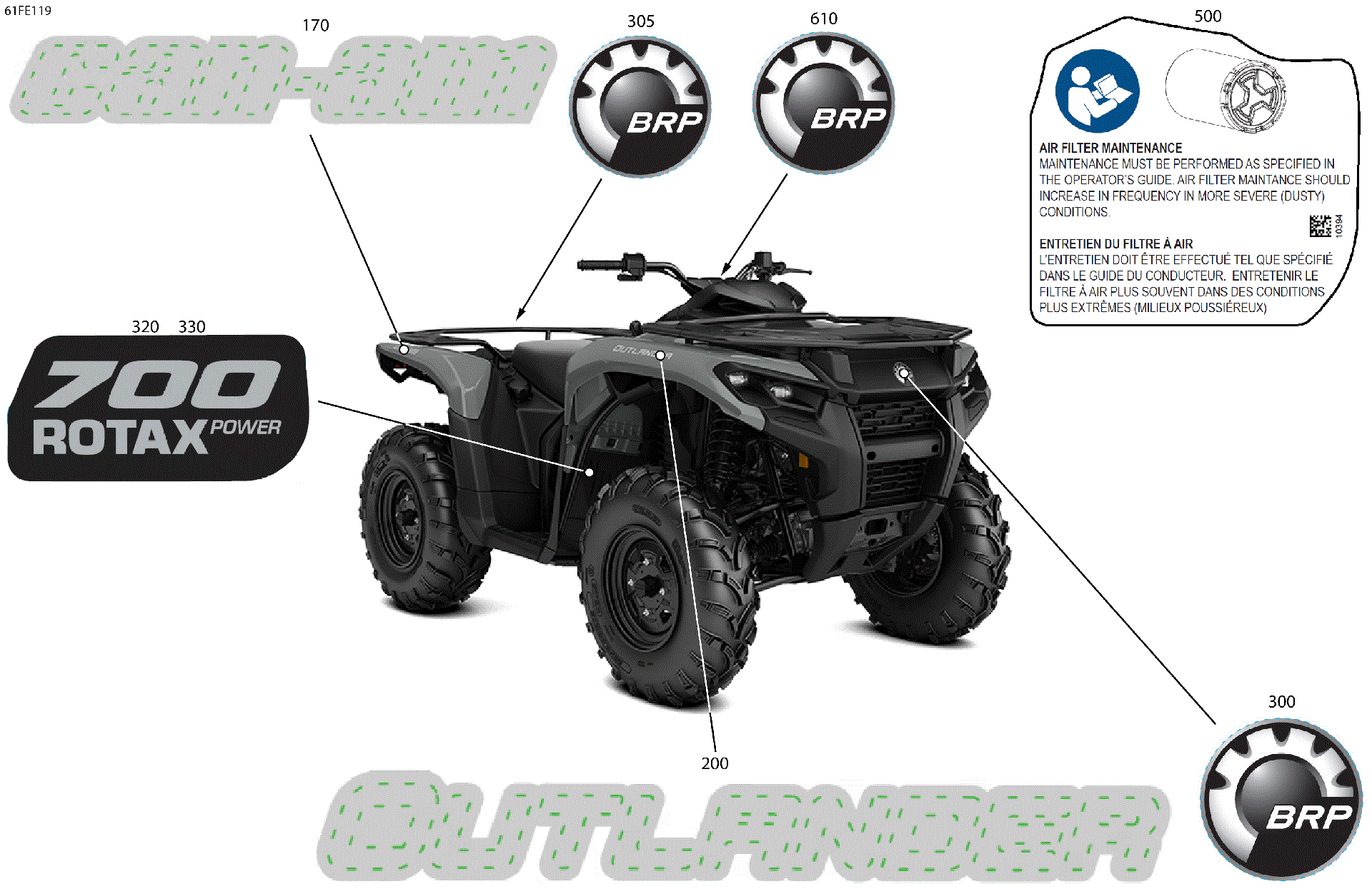 An Image of a Genuine Can-Am Parts Schematic Diagram showing the schematic - BODY - FEATURE DECALS