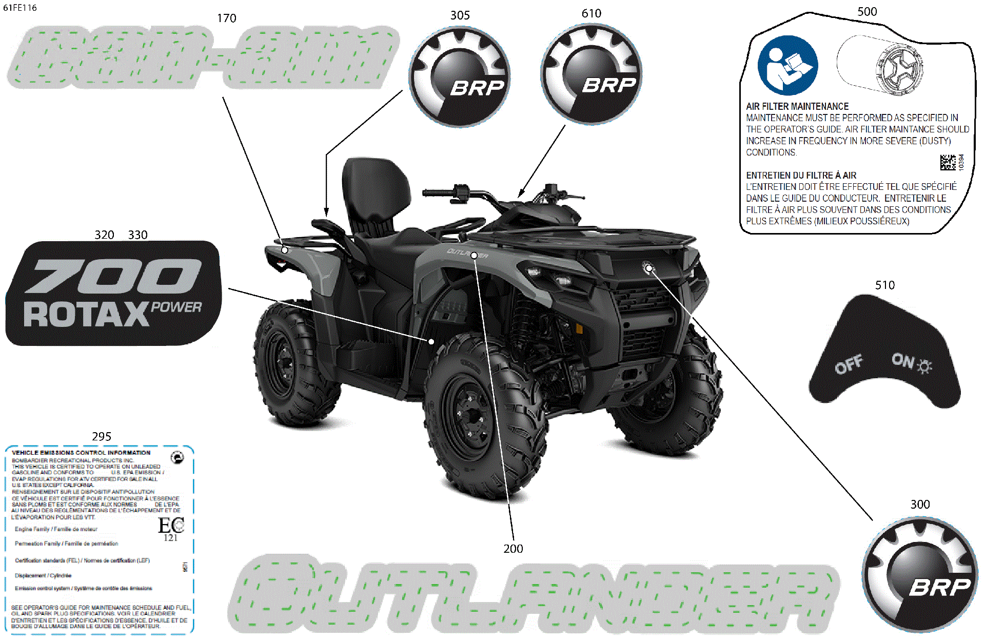 An Image of a Genuine Can-Am Parts Schematic Diagram showing the schematic - BODY - FEATURE DECALS