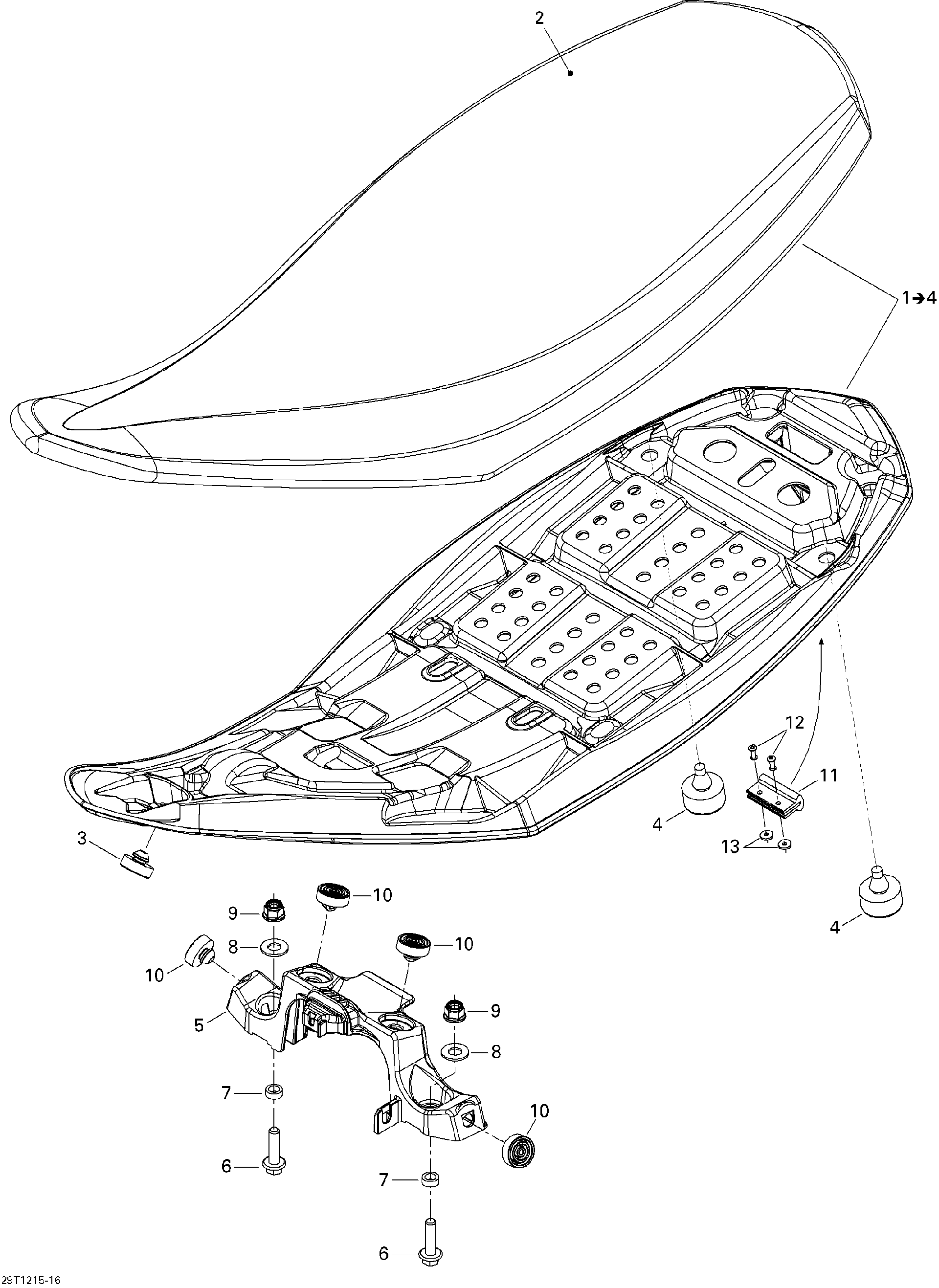 An Image of a Genuine Can-Am Parts Schematic Diagram showing the schematic - SEAT
