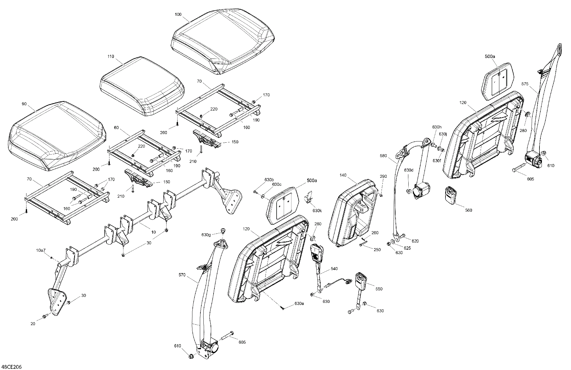 An Image of a Genuine Can-Am Parts Schematic Diagram showing the schematic - BODY - SEAT