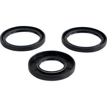Three black seals from the Differential Seal Kit Front by Epi are shown on a white background, highlighting their oil-resistant NBR material and varied designs—ideal for use in differential rebuilds.