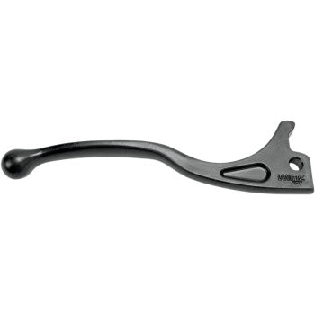 The Lever Right Hand Black by Moose Offroad is a black, cast aluminum alloy clutch lever with an ergonomic curved handle, rounded end, attachment hole, and branded marking on the flat base for smooth operation.