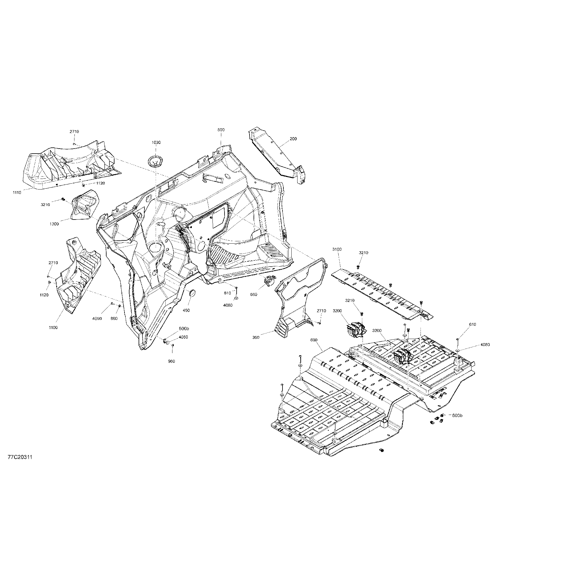 An Image of a Genuine Can-Am Parts Schematic Diagram showing the schematic - CAB INTERIOR - EVAP - FIRE WALL