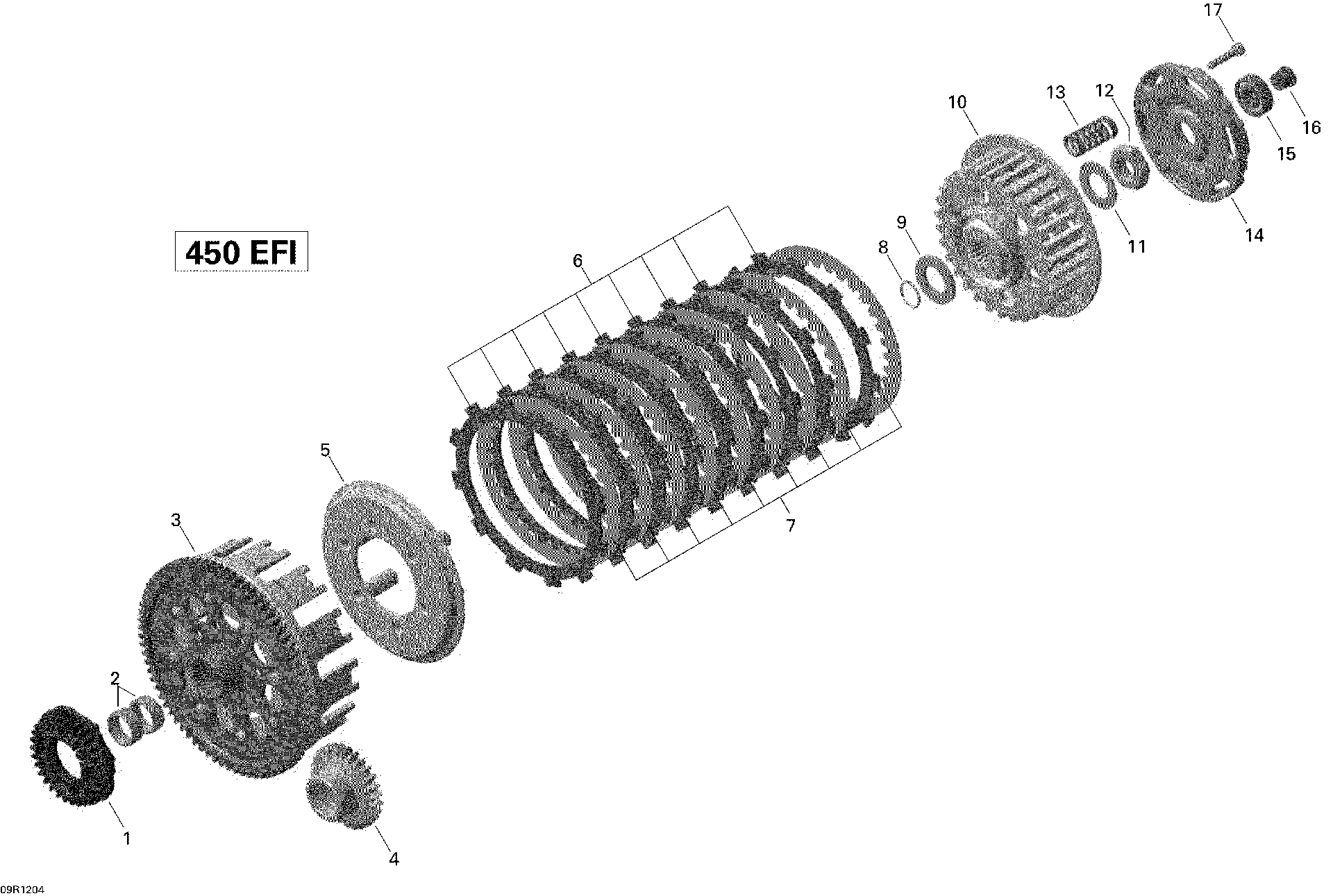 An Image of a Genuine Can-Am Parts Schematic Diagram showing the schematic - CLUTCH