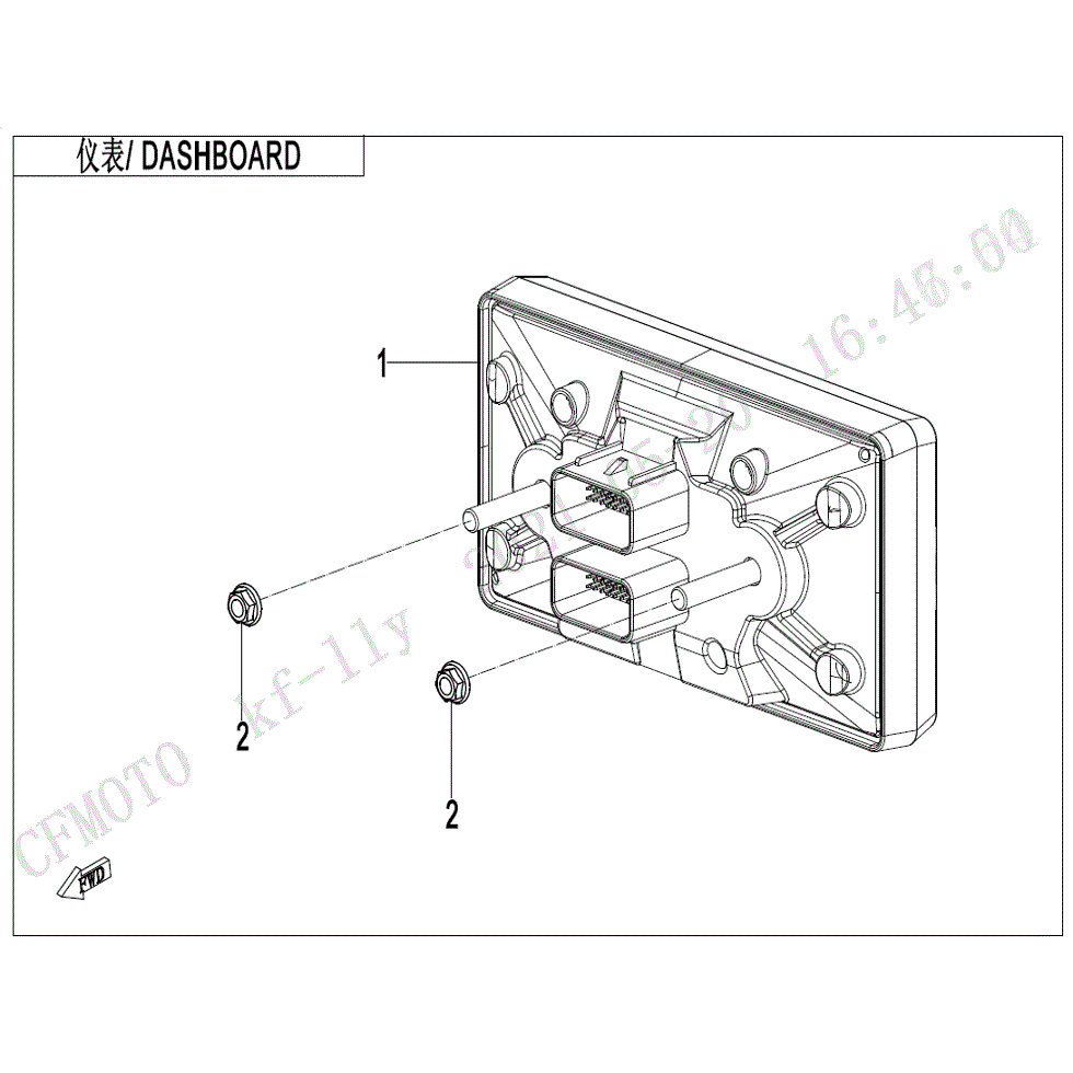 An Image of a Genuine CFMOTO Parts Schematic Diagram showing the schematic - DASHBOARD - 2022 CFMOTO UFORCE 1000