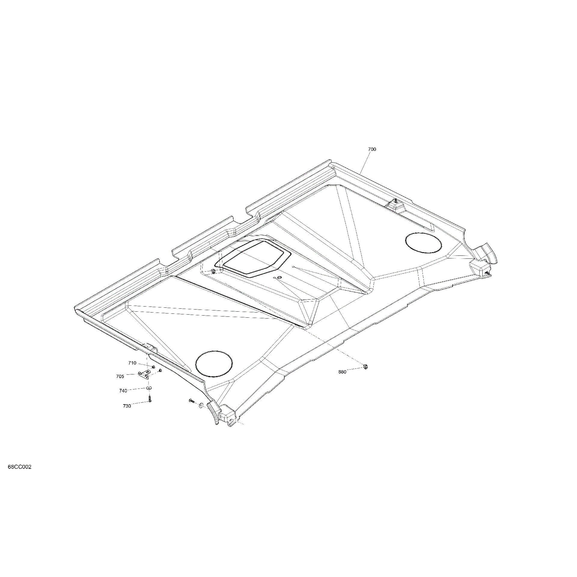 An Image of a Genuine Can-Am Parts Schematic Diagram showing the schematic - ENCLOSURE CAB - ROOF