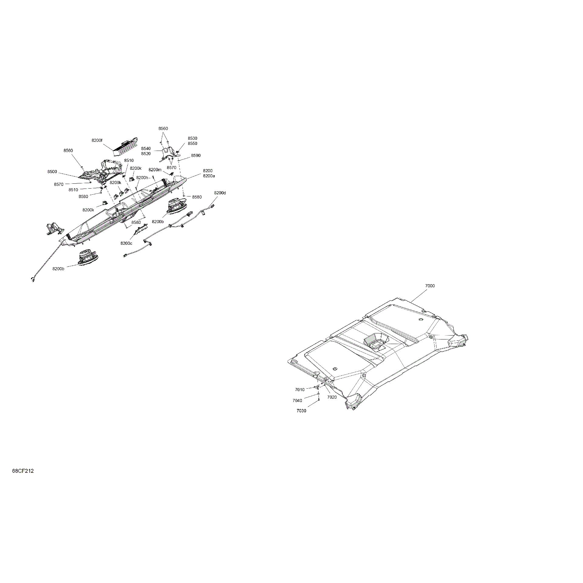 An Image of a Genuine Can-Am Parts Schematic Diagram showing the schematic - ENCLOSURE CAB - ROOF LINER