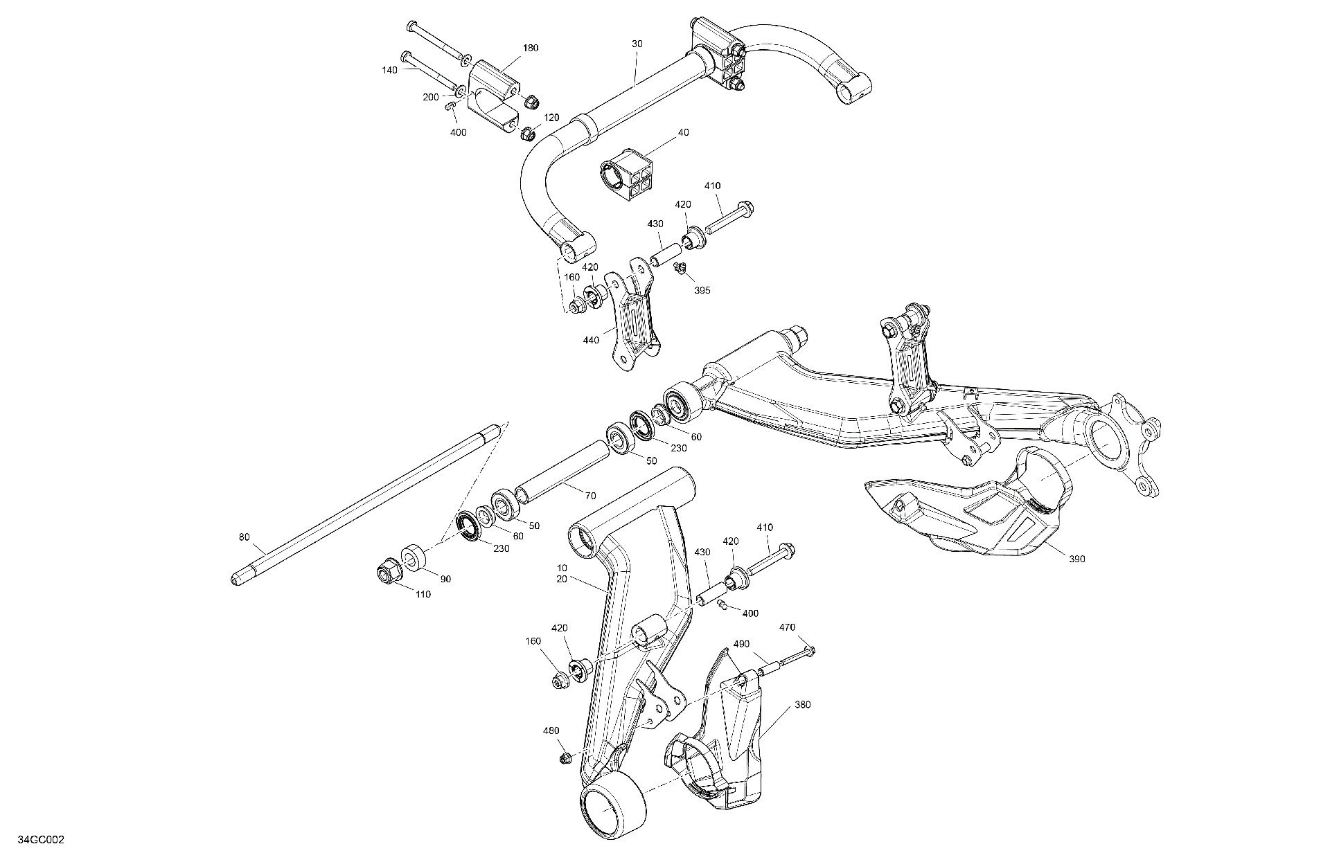An Image of a Genuine Can-Am Parts Schematic Diagram showing the schematic - SUSPENSION - REAR COMPONENTS